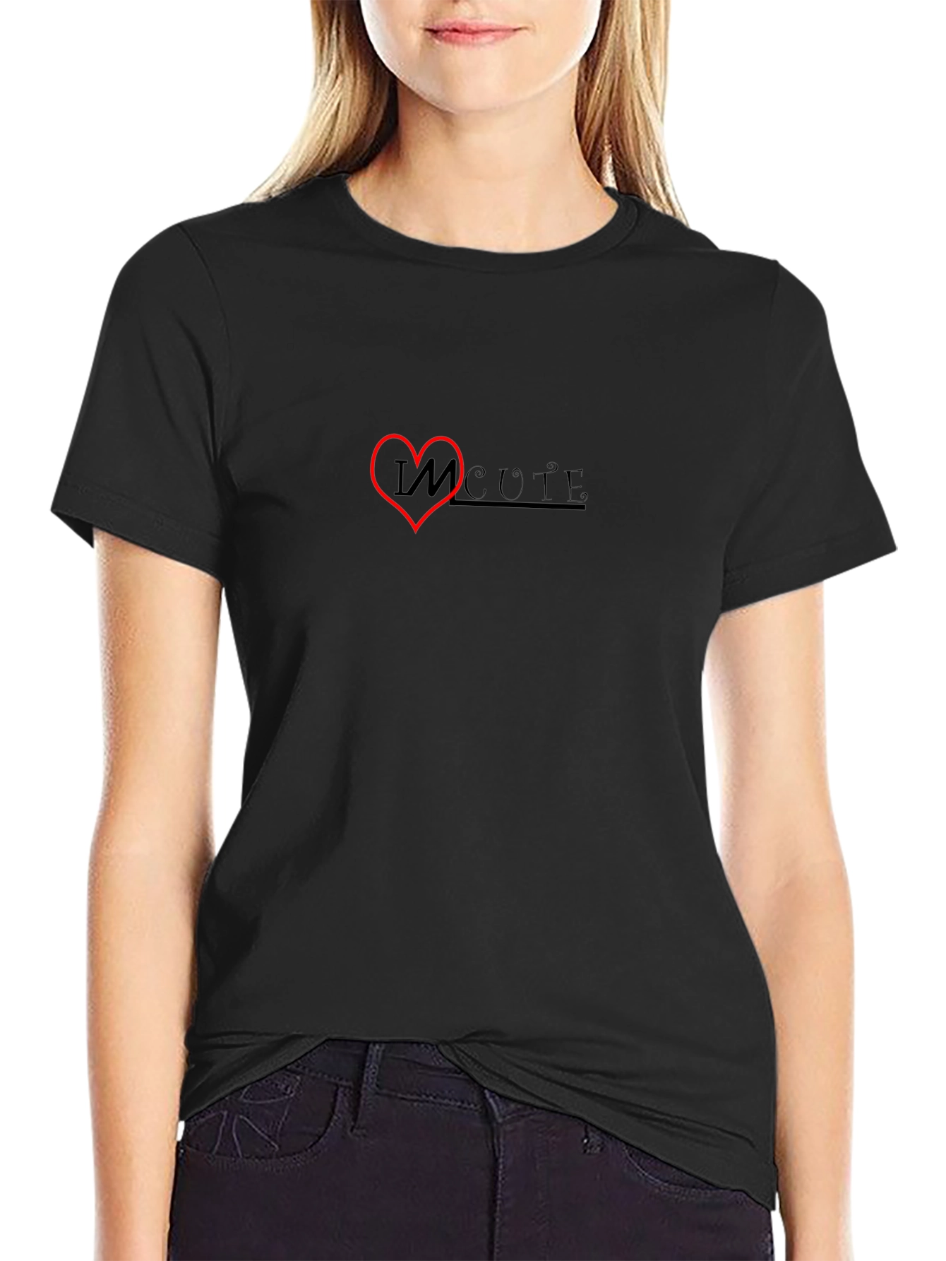 I Heart Cute Black T-Shirt