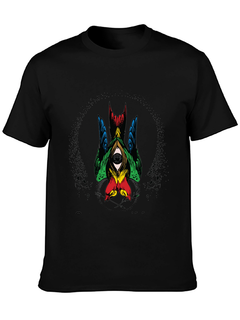 Mens Graphic Tee - Birds Eye Design Black Shirt