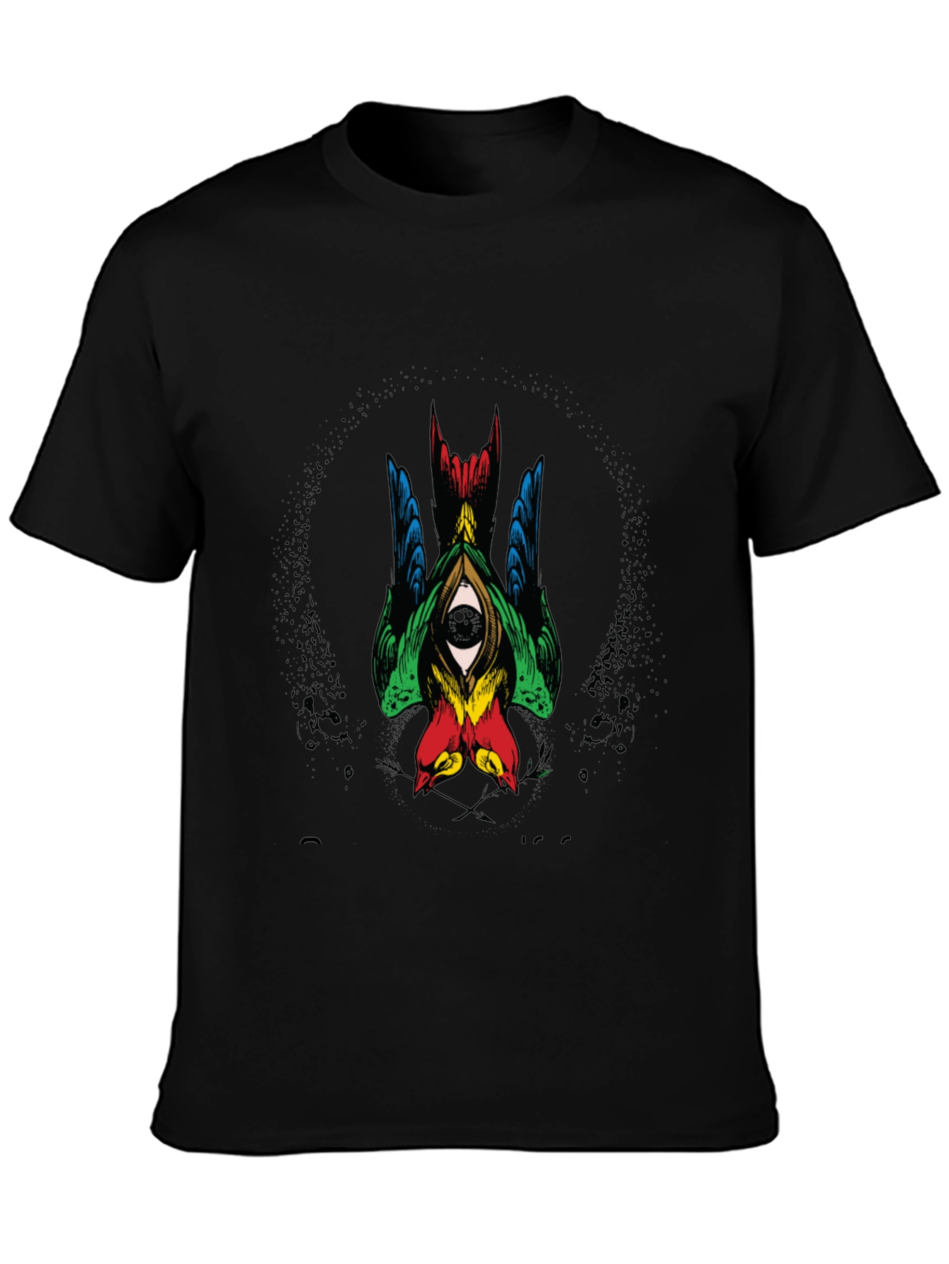Mens Graphic Tee - Birds Eye Design Black Shirt