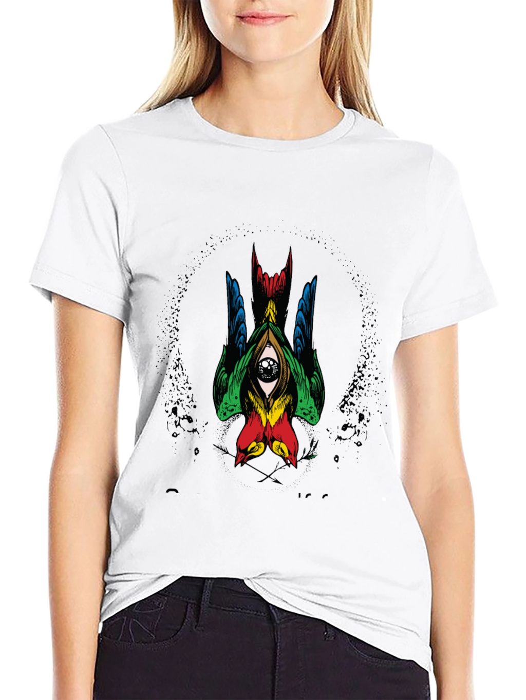 Mens Graphic Tee - Birds Eye Design Black Shirt