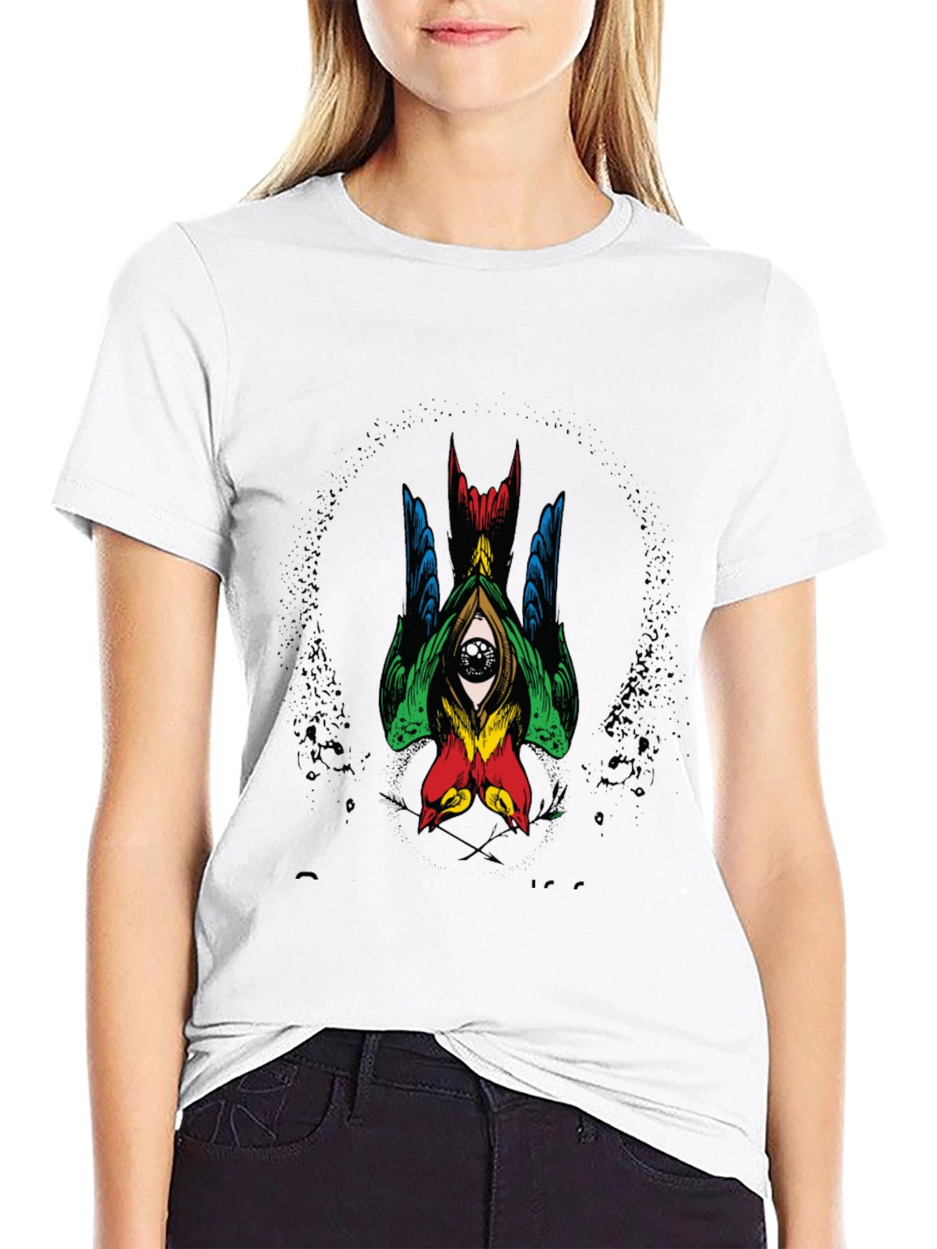Mens Graphic Tee - Birds Eye Design Black Shirt