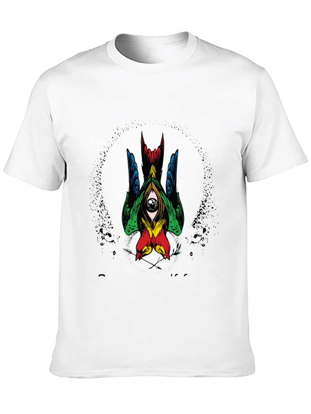 Mens Graphic Tee - Birds Eye Design Black Shirt