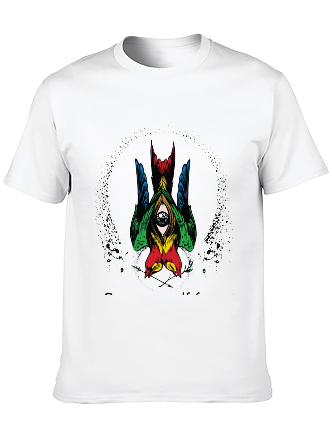 Mens Graphic Tee - Birds Eye Design Black Shirt