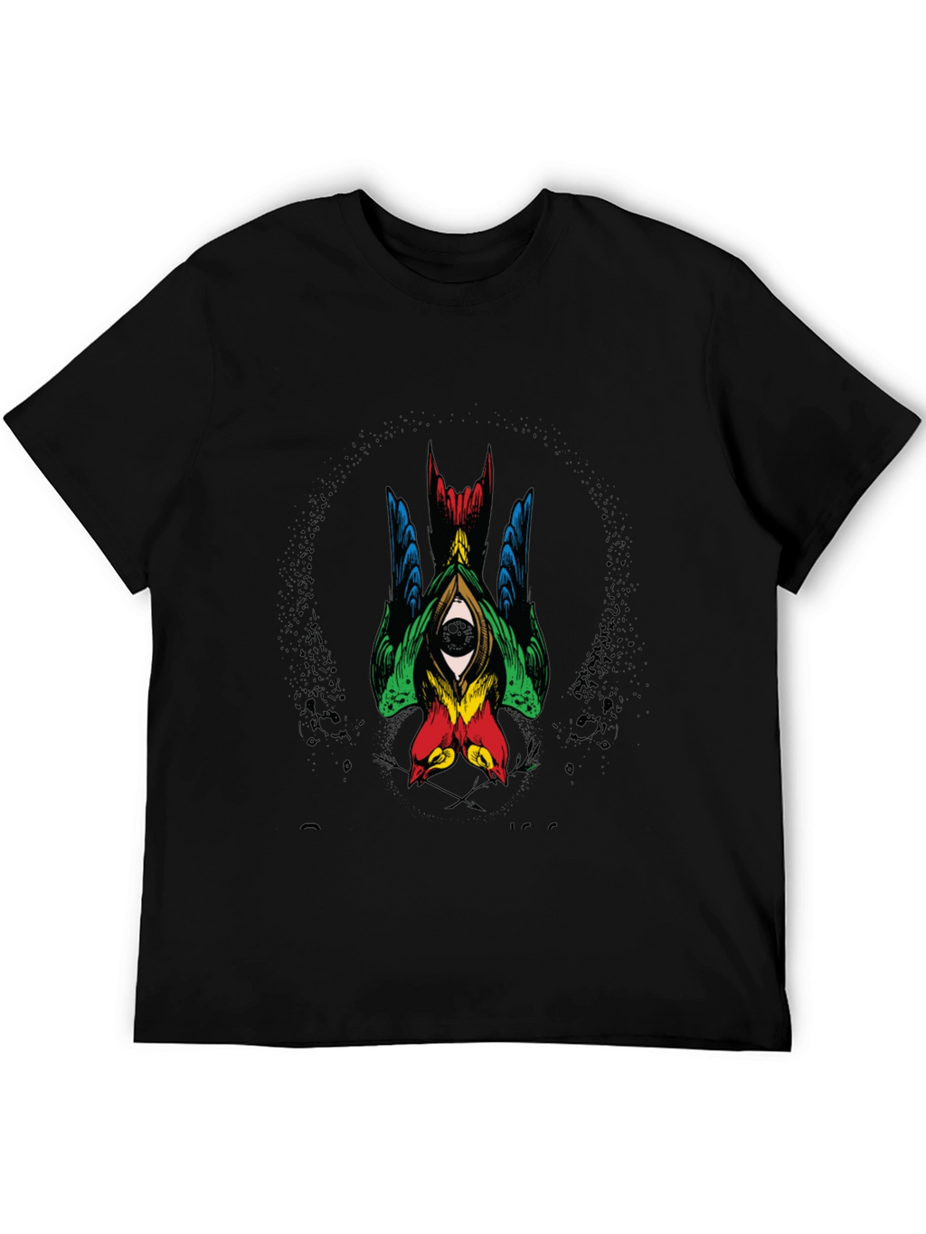 Mens Graphic Tee - Birds Eye Design Black Shirt