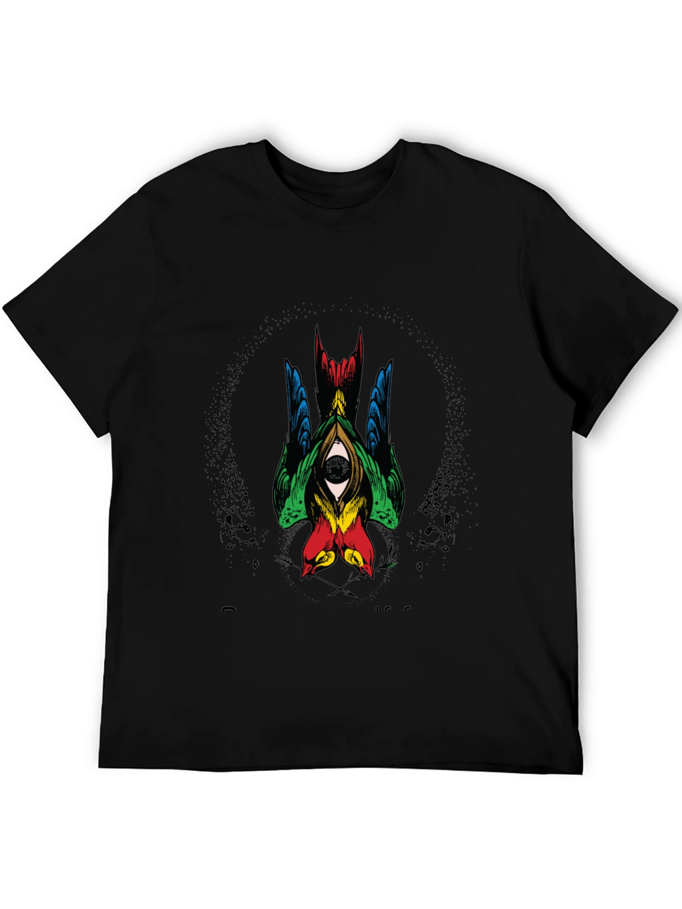 Mens Graphic Tee - Birds Eye Design Black Shirt