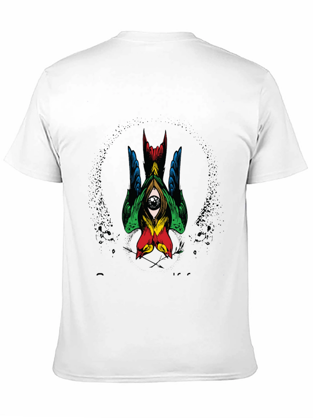 Mens Graphic Tee - Birds Eye Design Black Shirt