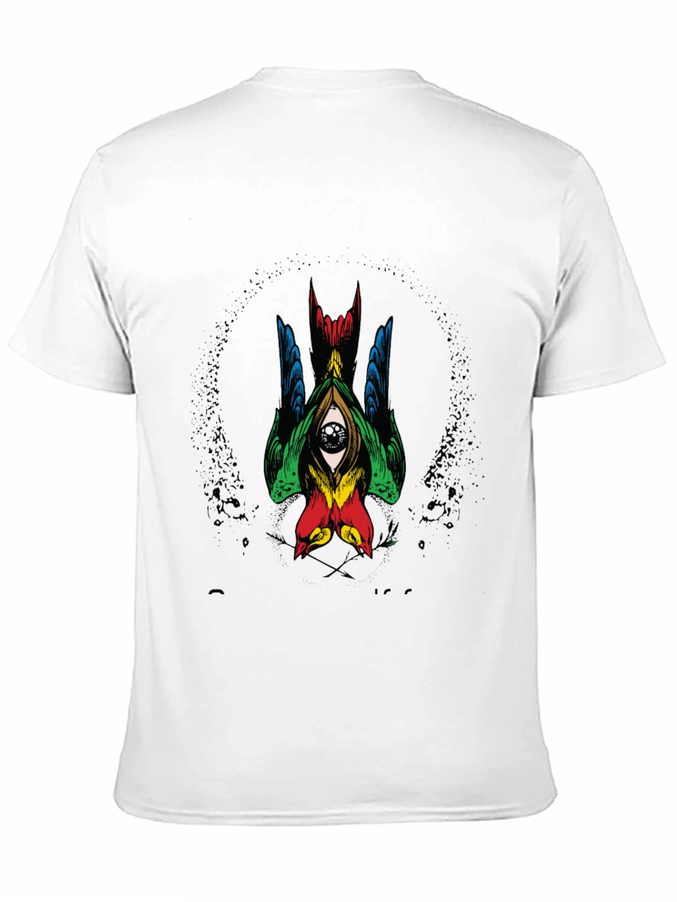 Mens Graphic Tee - Birds Eye Design Black Shirt