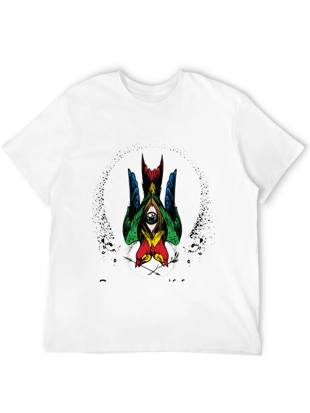Mens Graphic Tee - Birds Eye Design Black Shirt