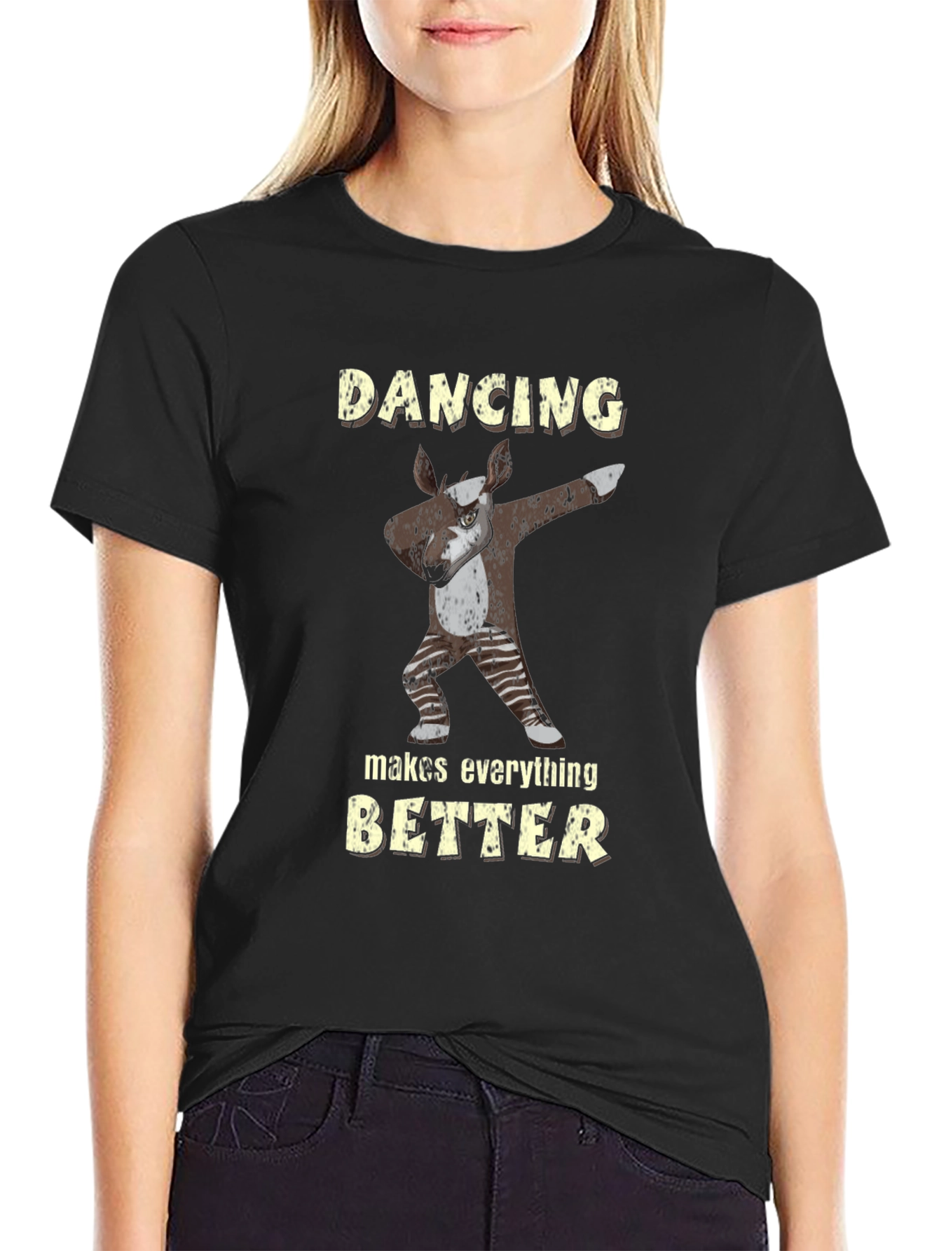 Dancing Okapi Black T-Shirt