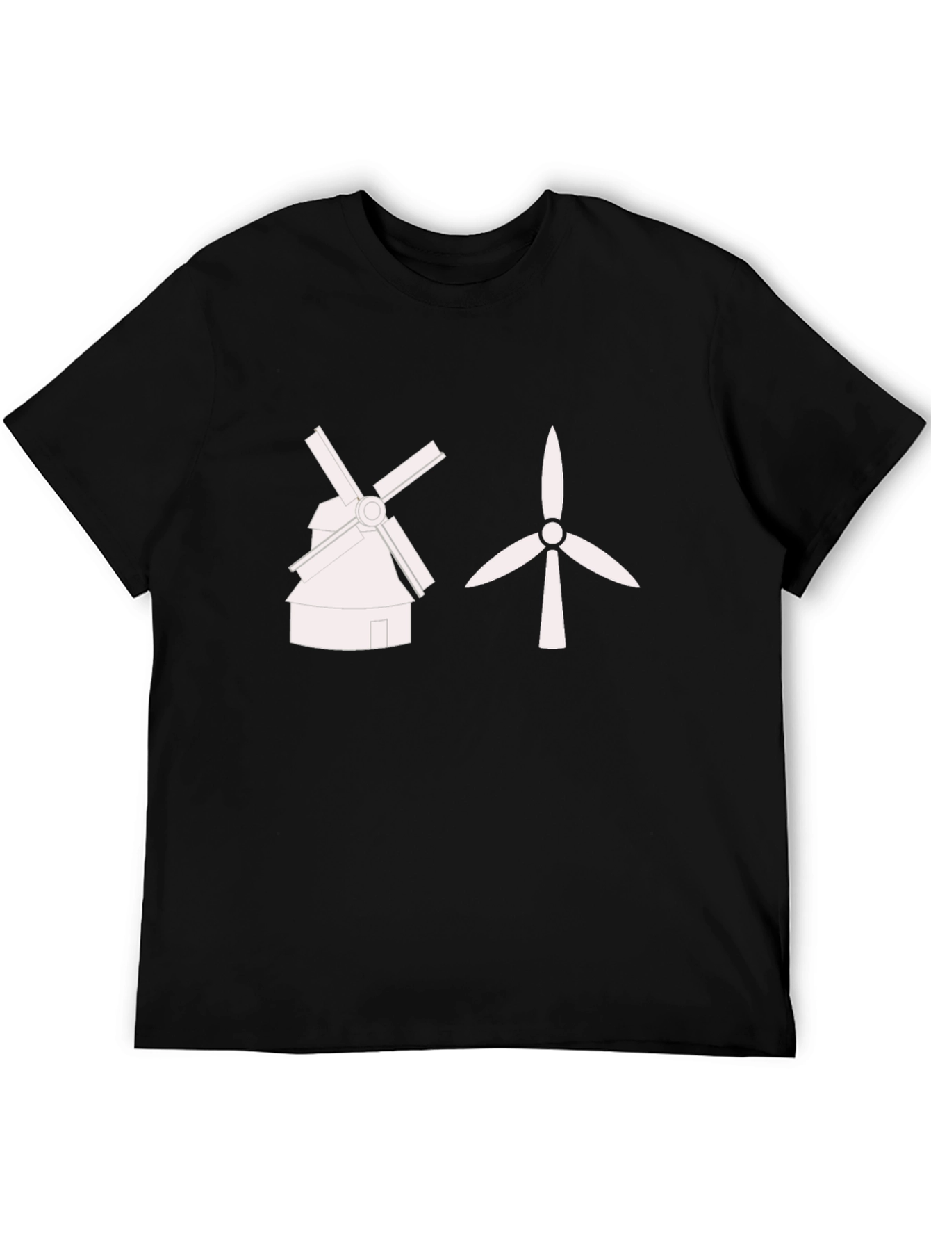 Windmill vs. Wind Turbine Black T-Shirt
