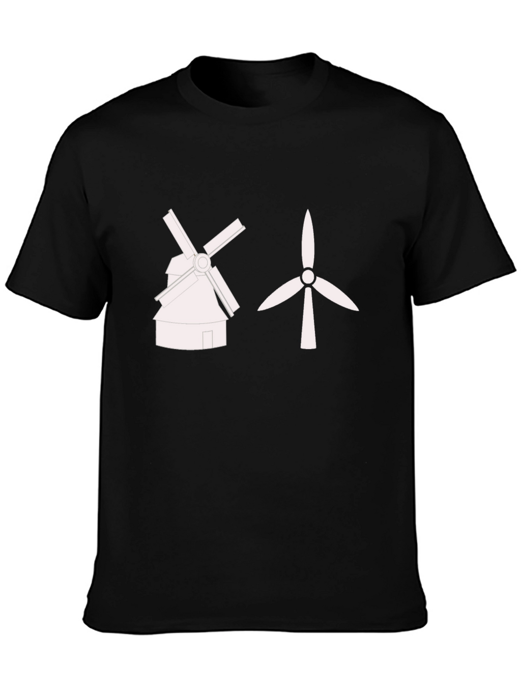 Windmill vs. Wind Turbine Black T-Shirt