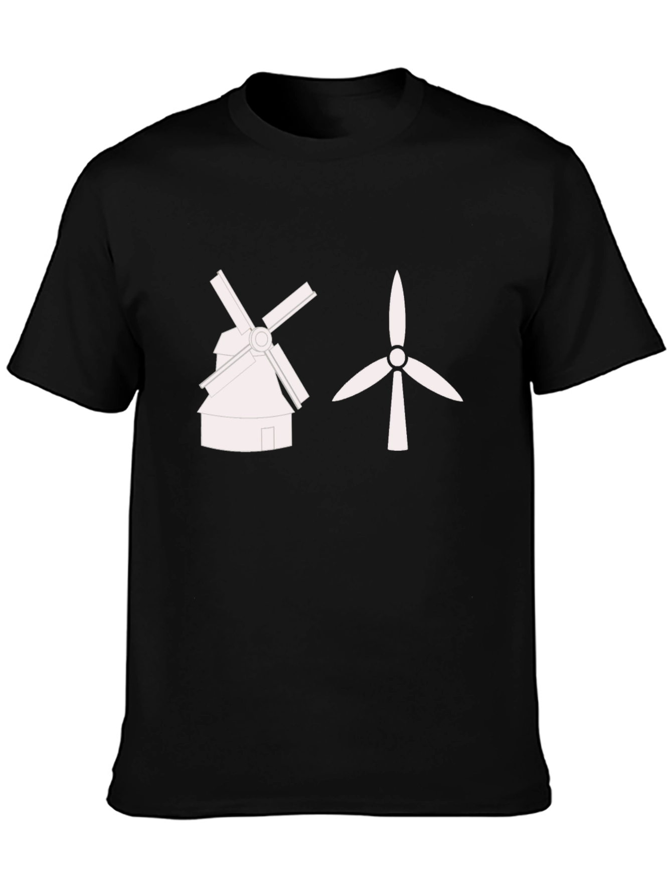 Windmill vs. Wind Turbine Black T-Shirt