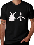 Windmill vs. Wind Turbine Black T-Shirt