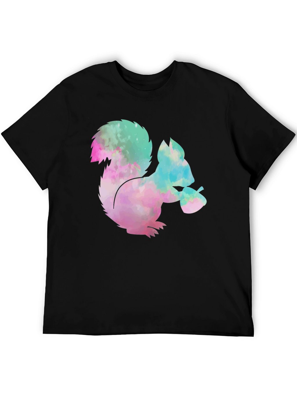 Squirrel Tie-Dye Graphic T-Shirt - Black Cotton Tee
