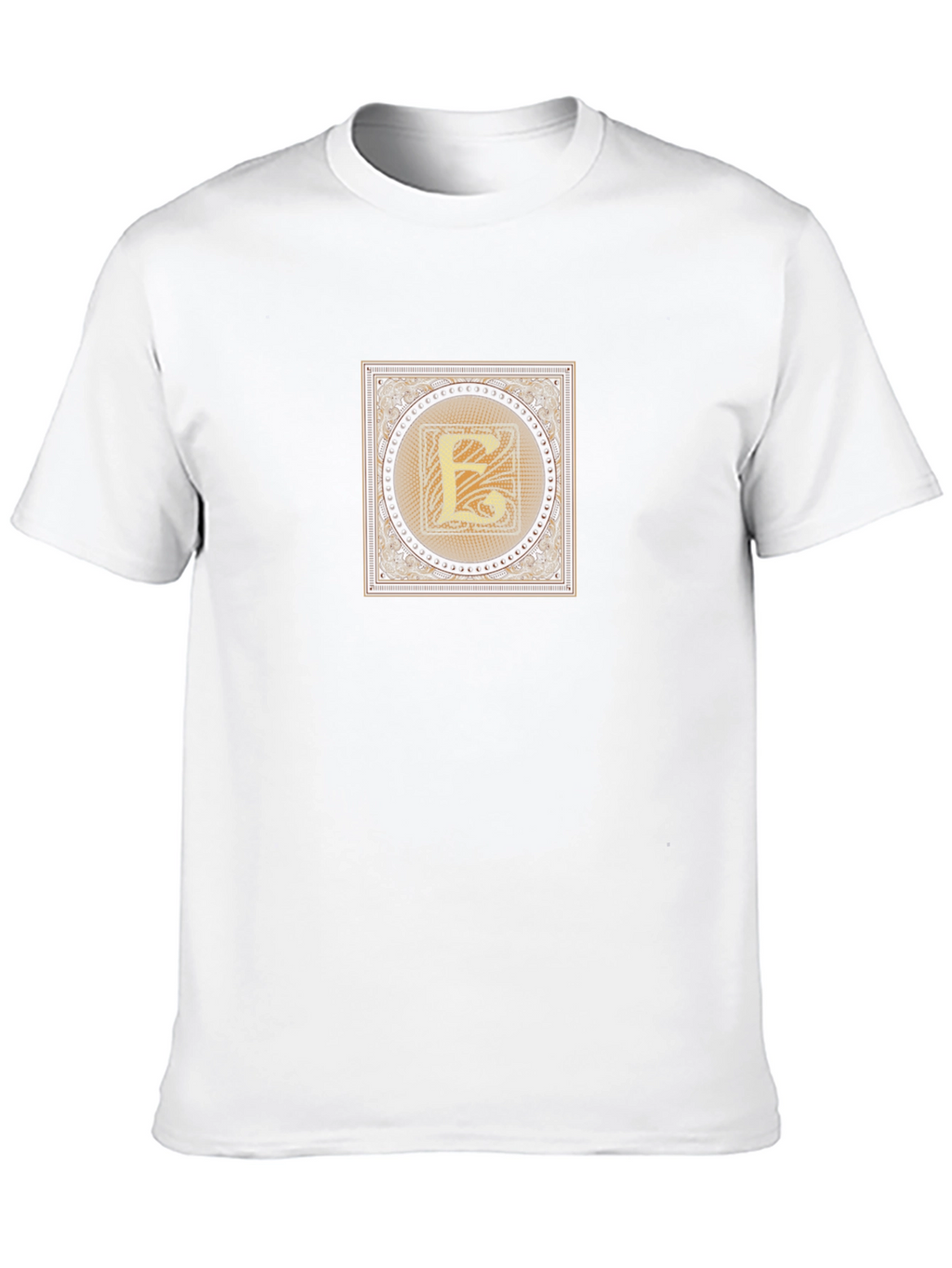 Black T-Shirt with Ornate Letter E Design