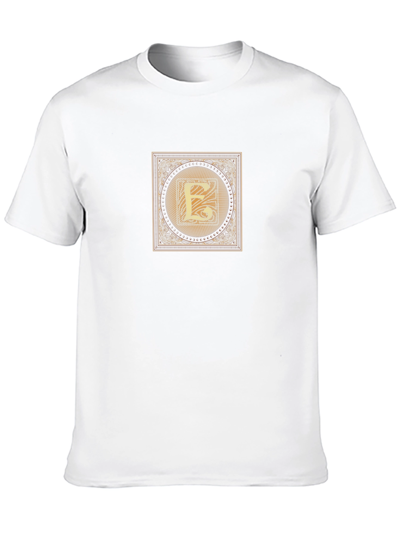 Black T-Shirt with Ornate Letter E Design