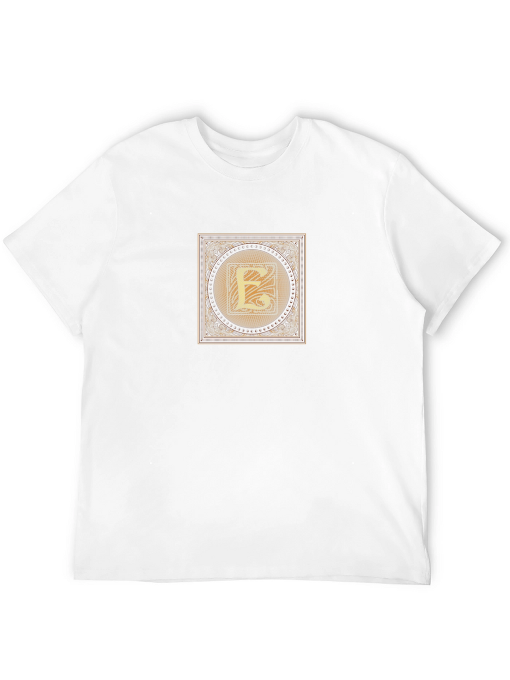 Black T-Shirt with Ornate Letter E Design
