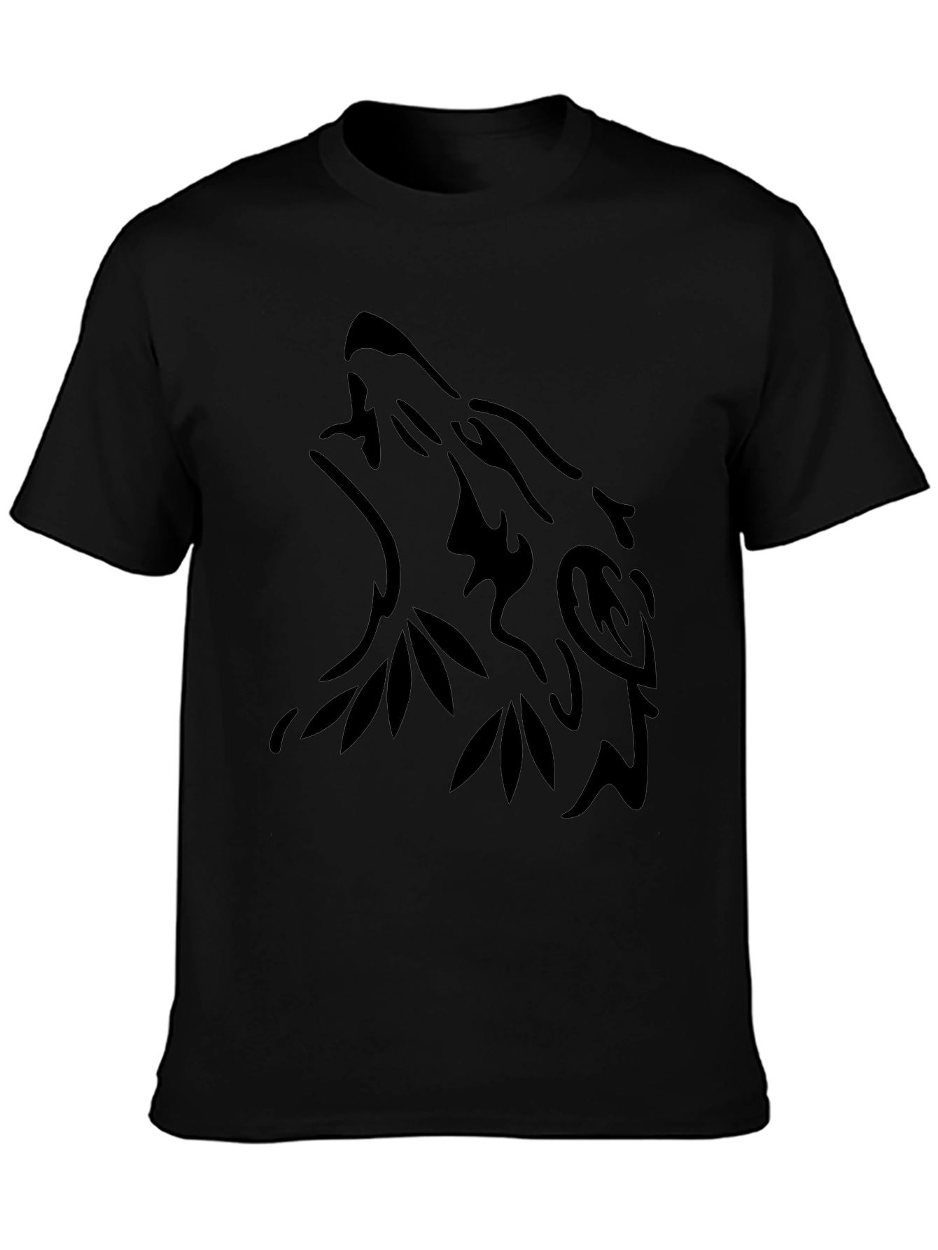 Black Wolf Tribal Design T-Shirt