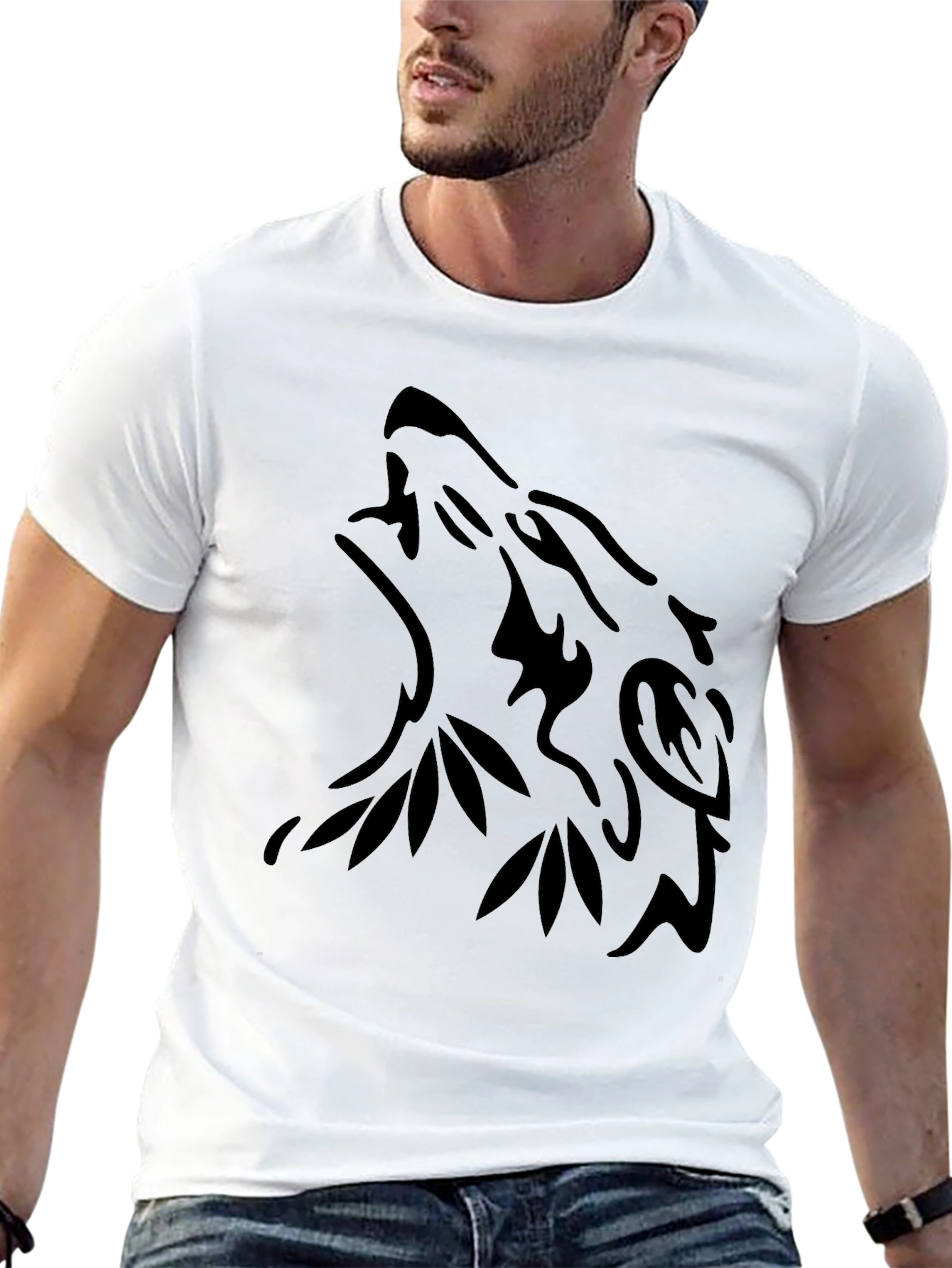 Black Wolf Tribal Design T-Shirt