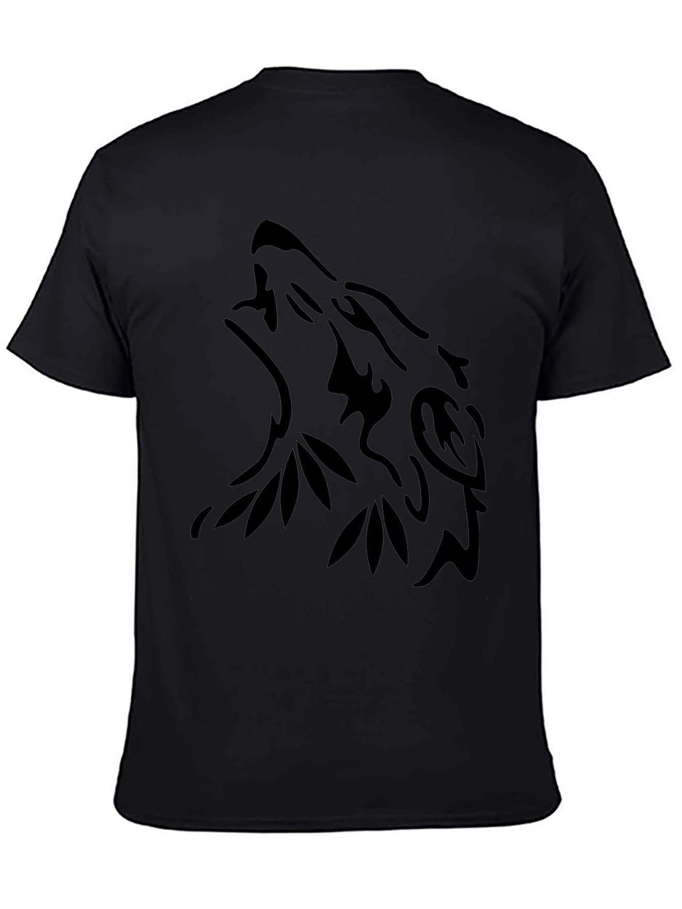 Black Wolf Tribal Design T-Shirt