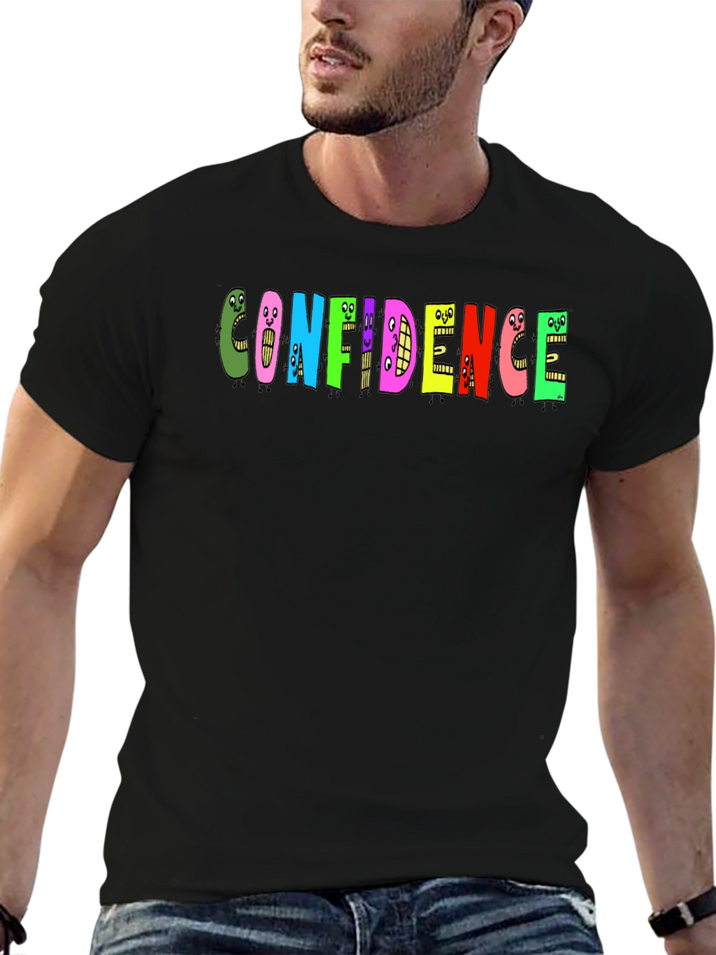 Confidence Graphic Tee - Black Cotton T-Shirt