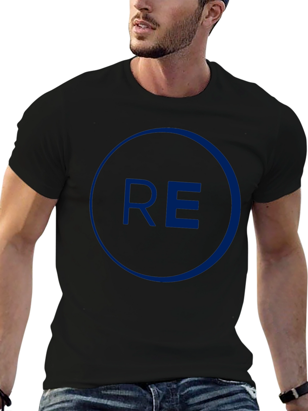 Mens Black Graphic Tee - Circle RE Design