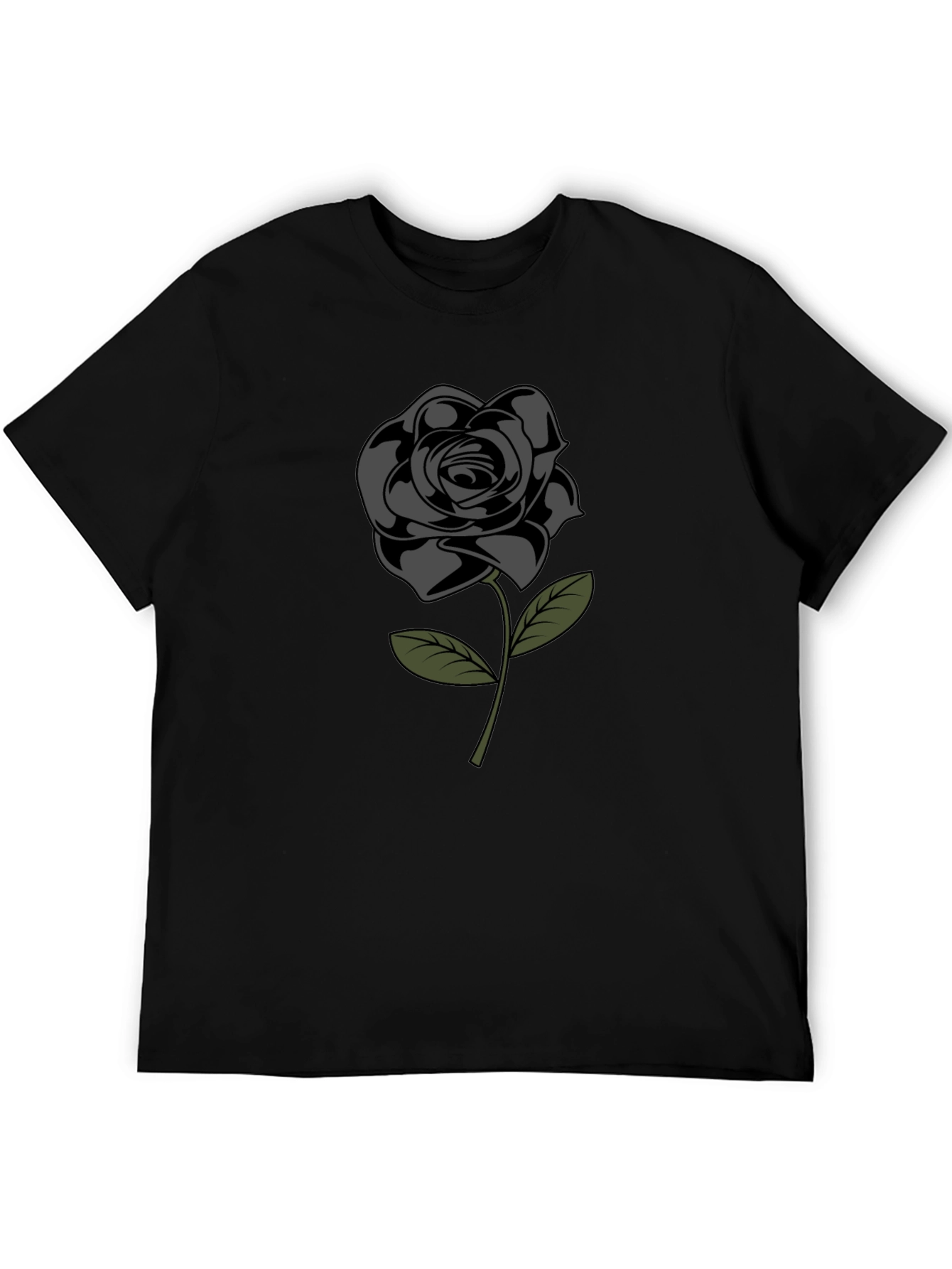 Black Rose Graphic Tee - Mens Short Sleeve Casual Shirt