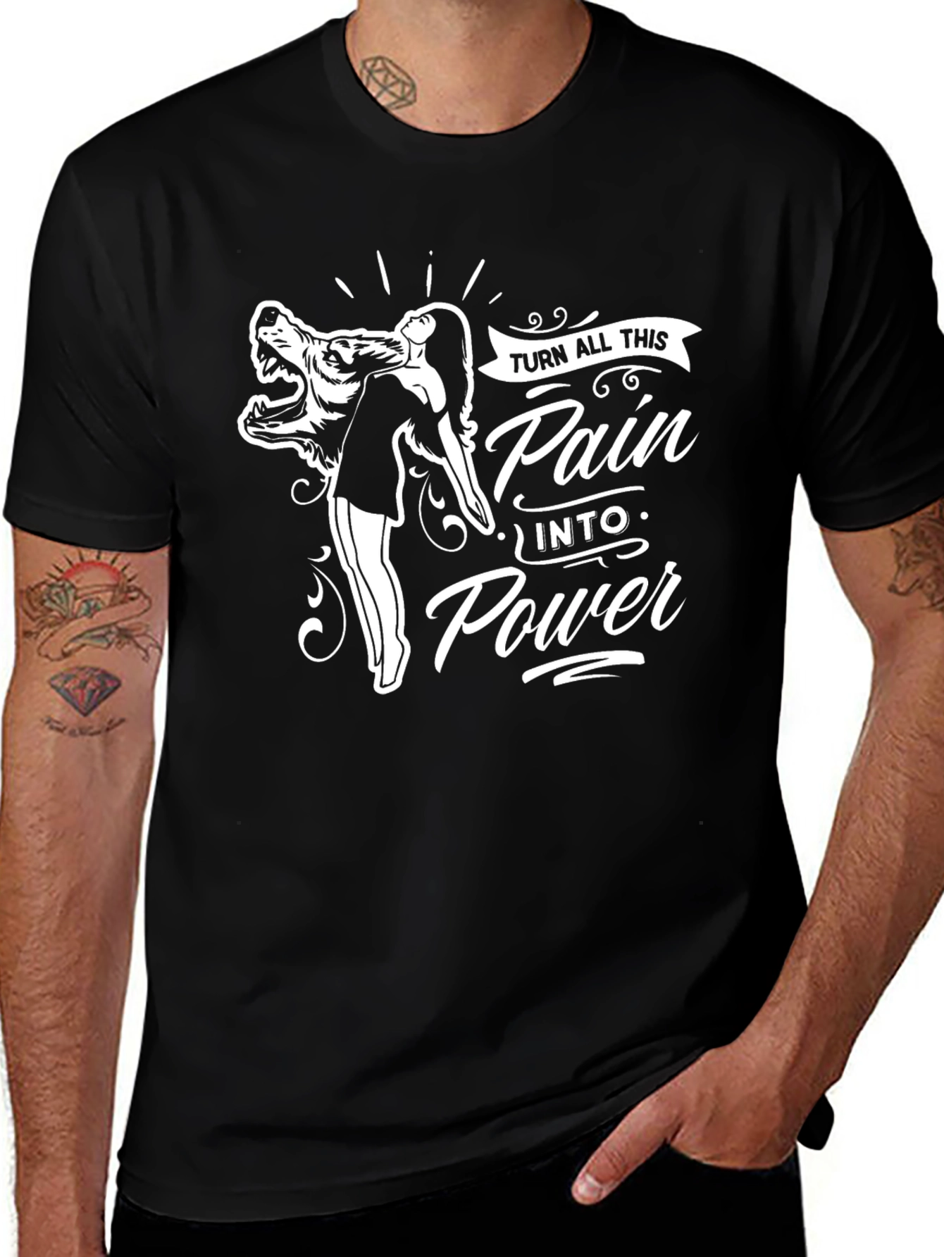 Pain Into Power Graphic Tee - Black