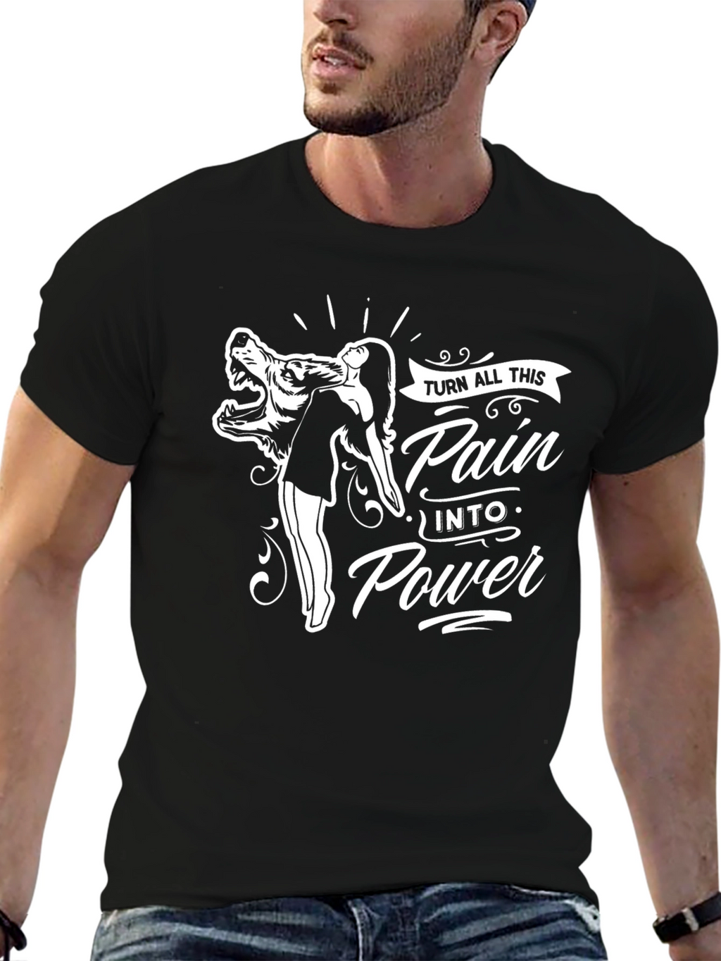 Pain Into Power Graphic Tee - Black