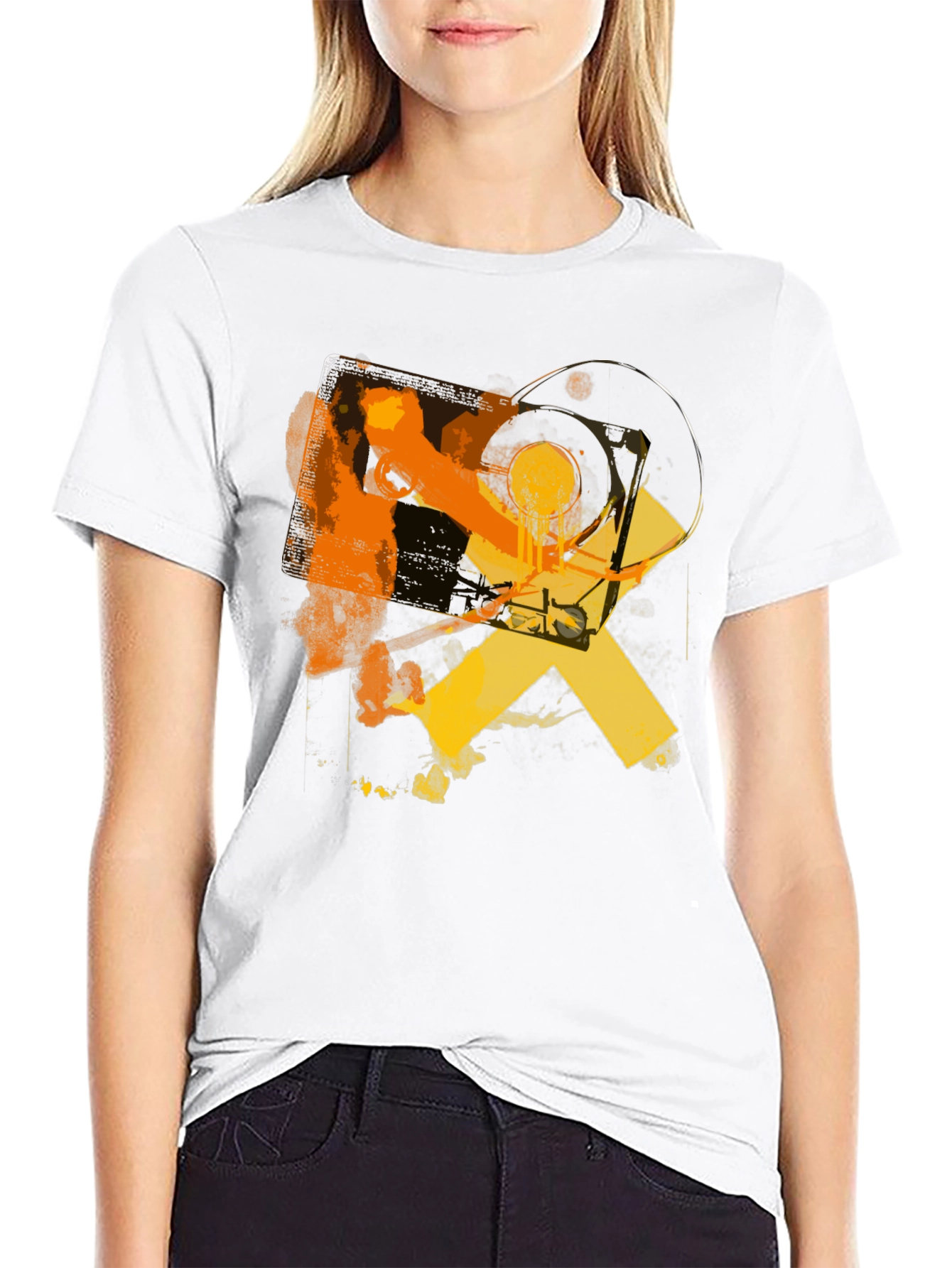 Abstract Record Player Graphic T-Shirt