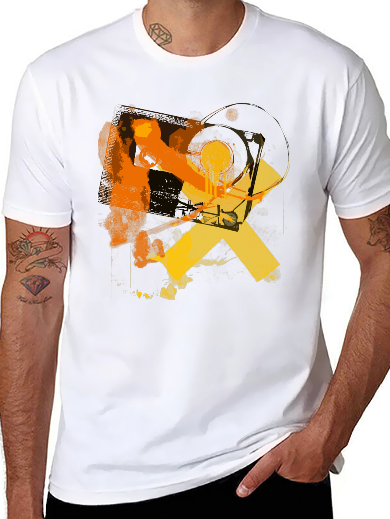 Abstract Record Player Graphic T-Shirt