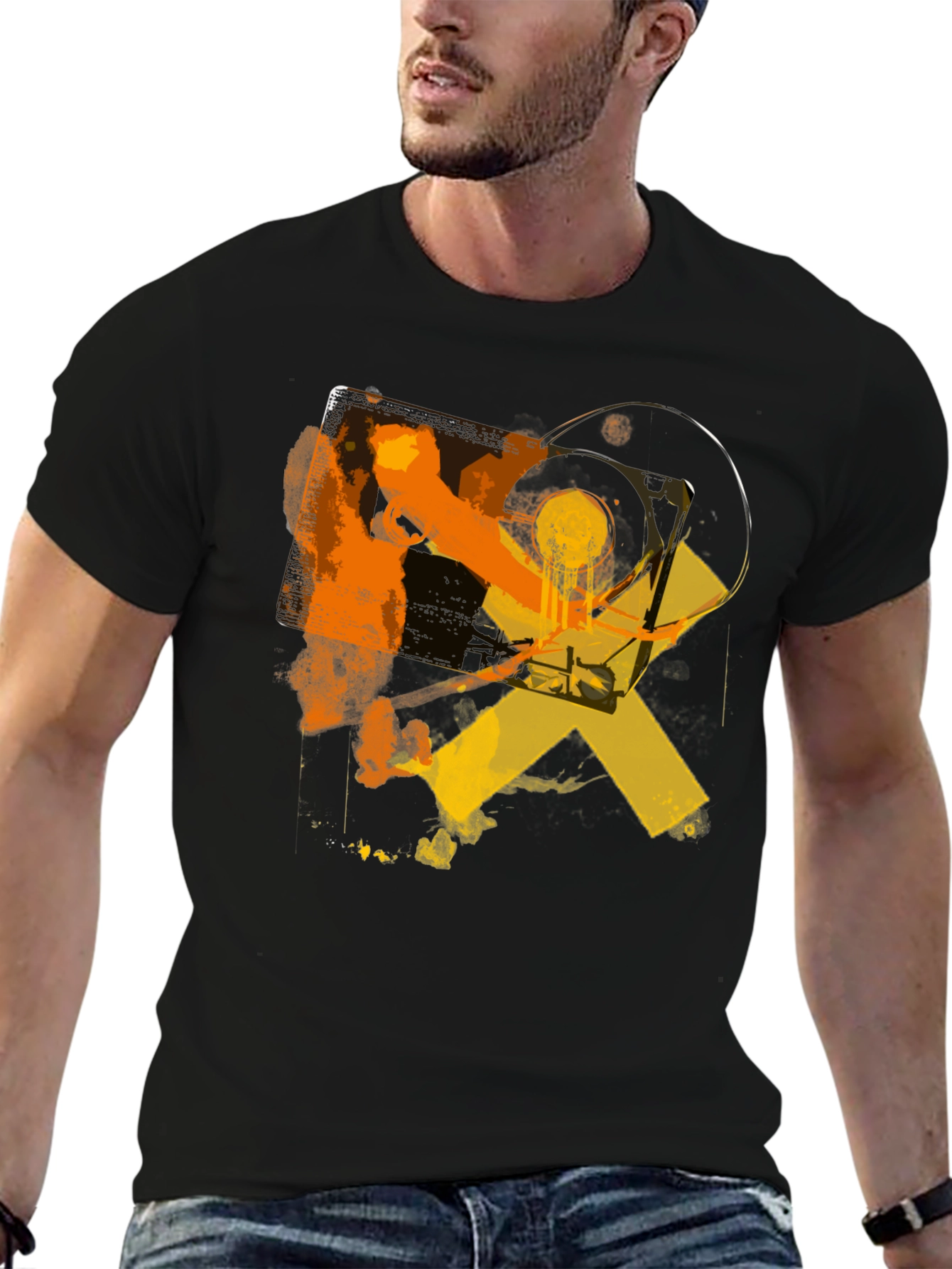 Abstract Record Player Graphic T-Shirt