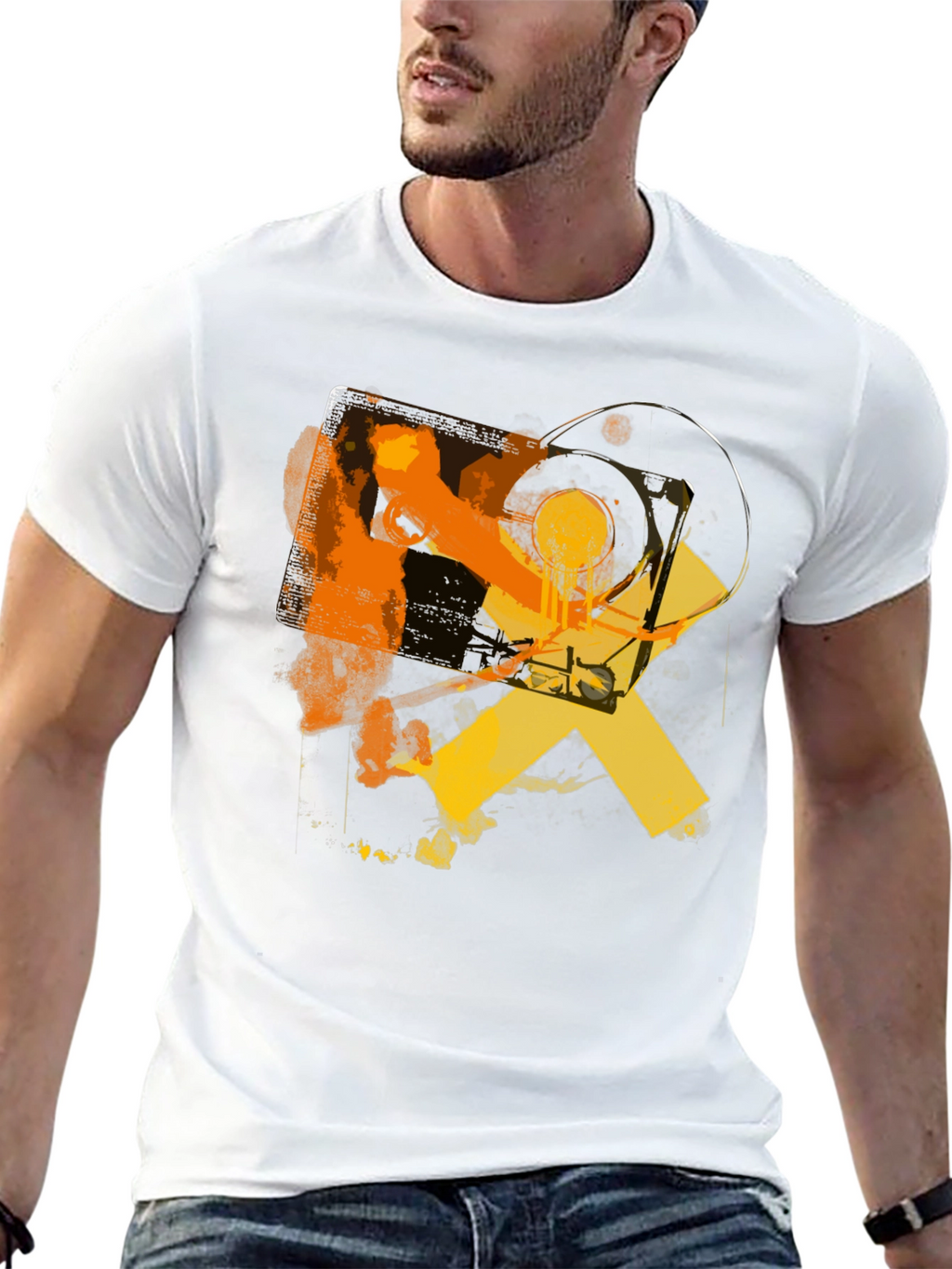 Abstract Record Player Graphic T-Shirt