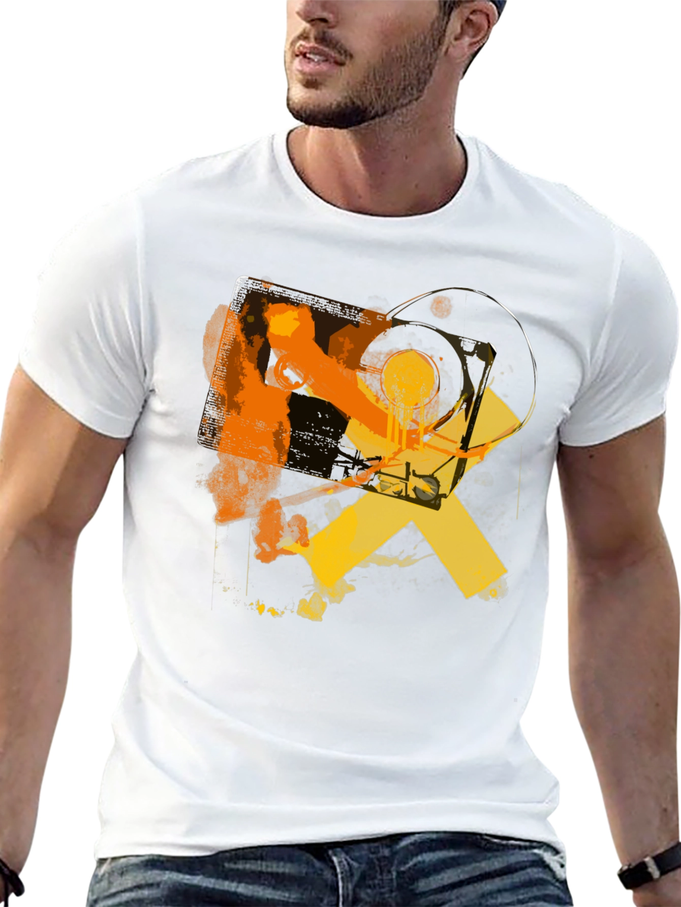 Abstract Record Player Graphic T-Shirt
