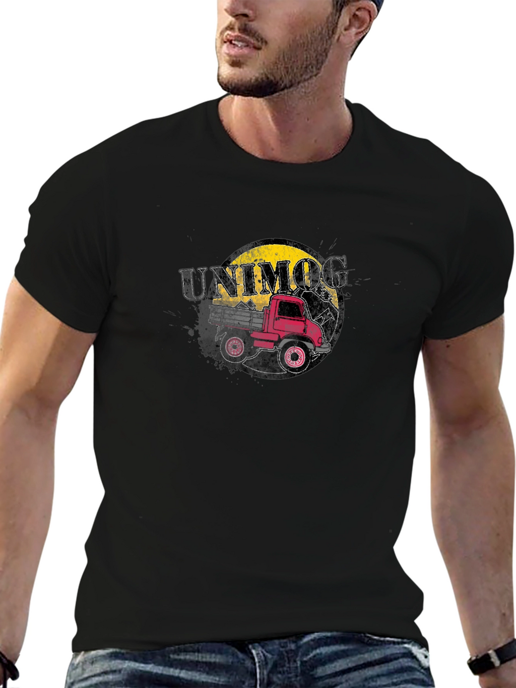 Unimog Truck Graphic Tee - Black Cotton T-Shirt