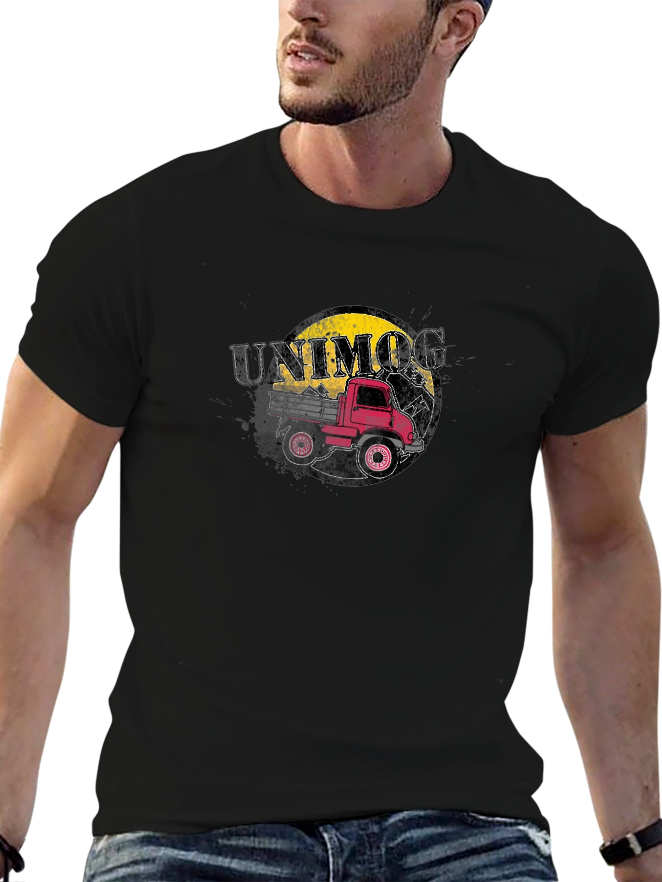 Unimog Truck Graphic Tee - Black Cotton T-Shirt