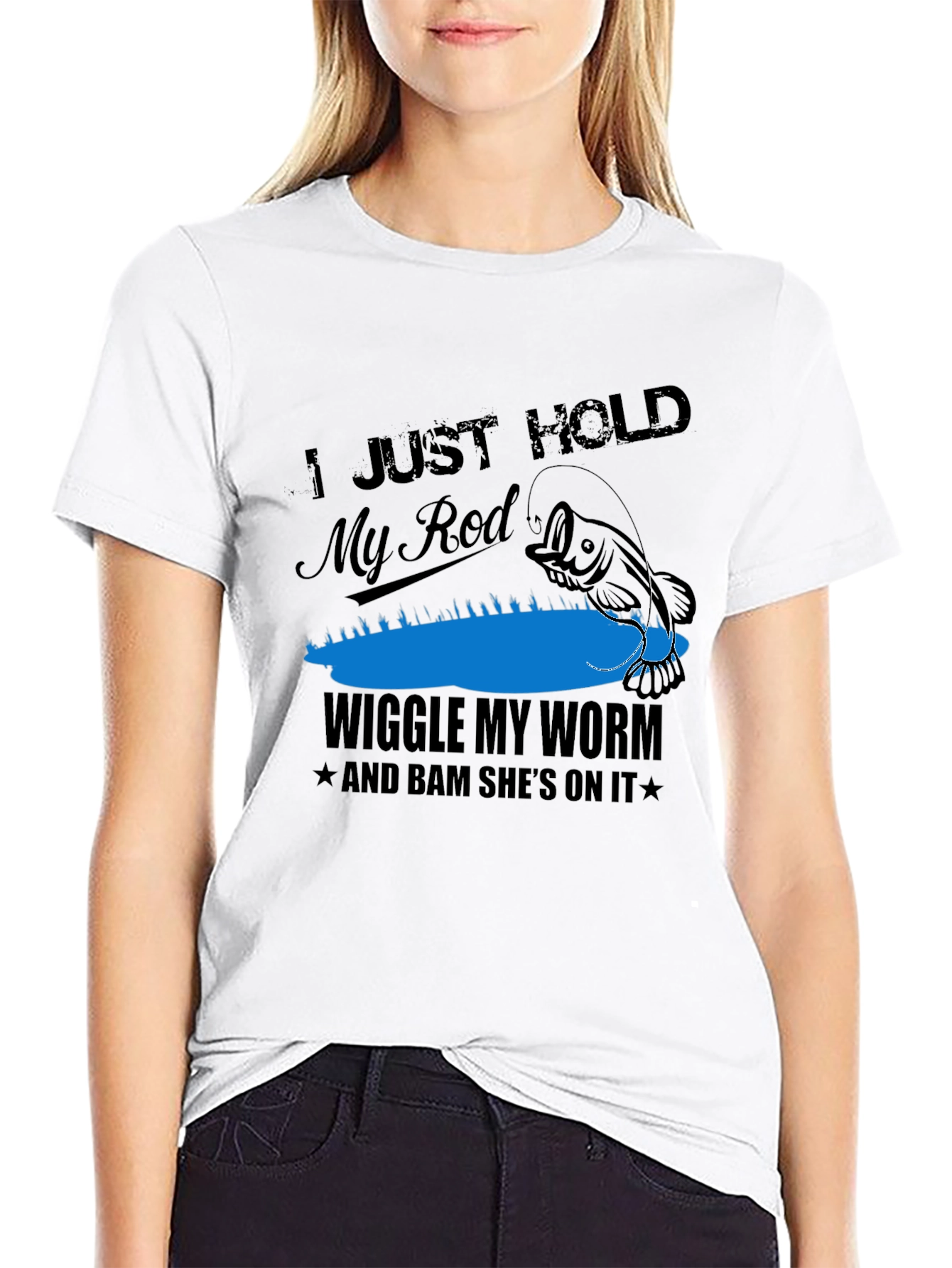 Funny Fishing T-Shirt - Hold My Rod & Wiggle My Worm