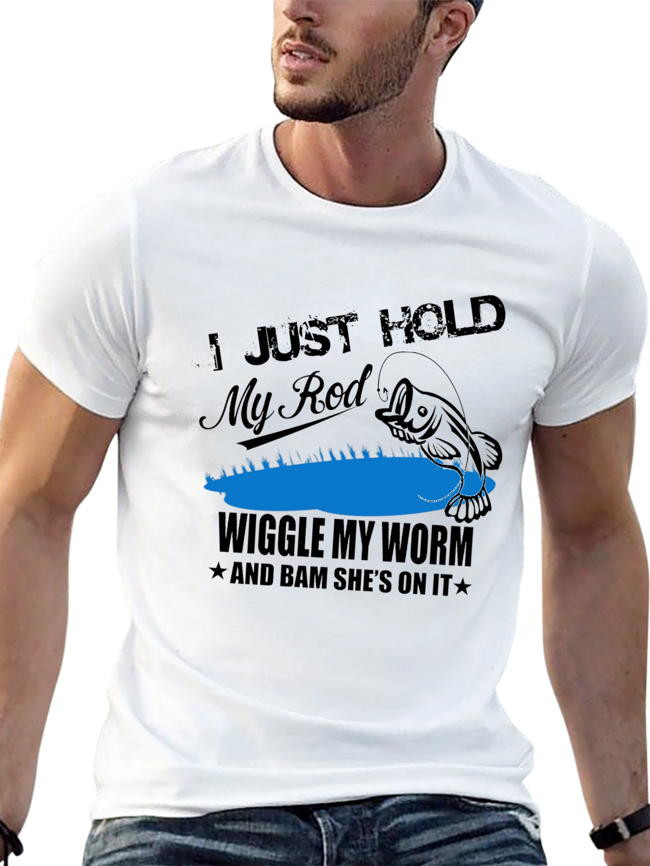 Funny Fishing T-Shirt - Hold My Rod & Wiggle My Worm