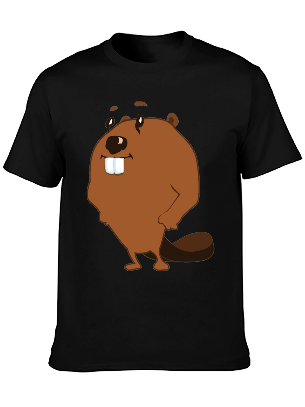 Funny Beaver Cartoon Graphic Print T-Shirt