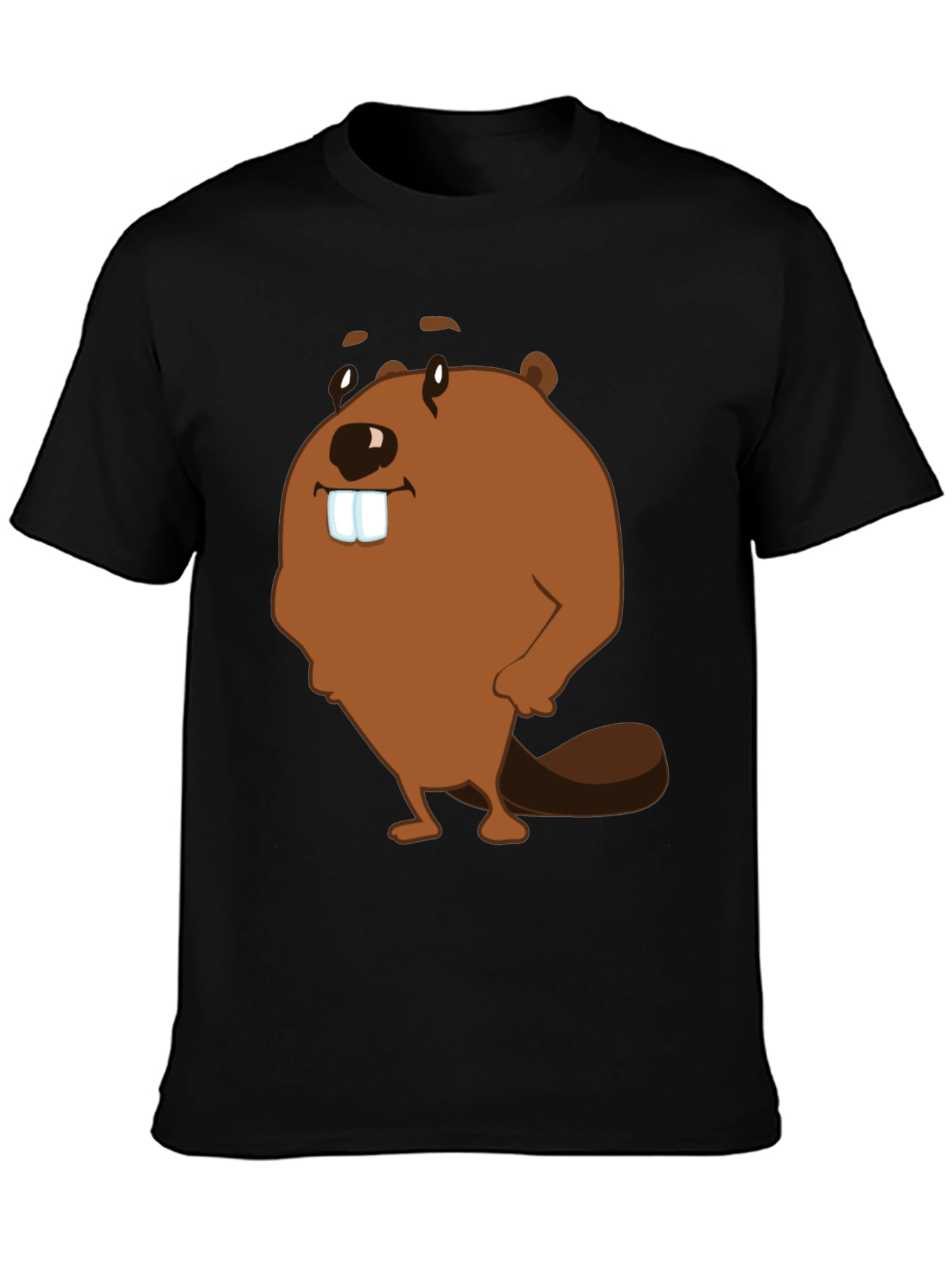 Funny Beaver Cartoon Graphic Print T-Shirt