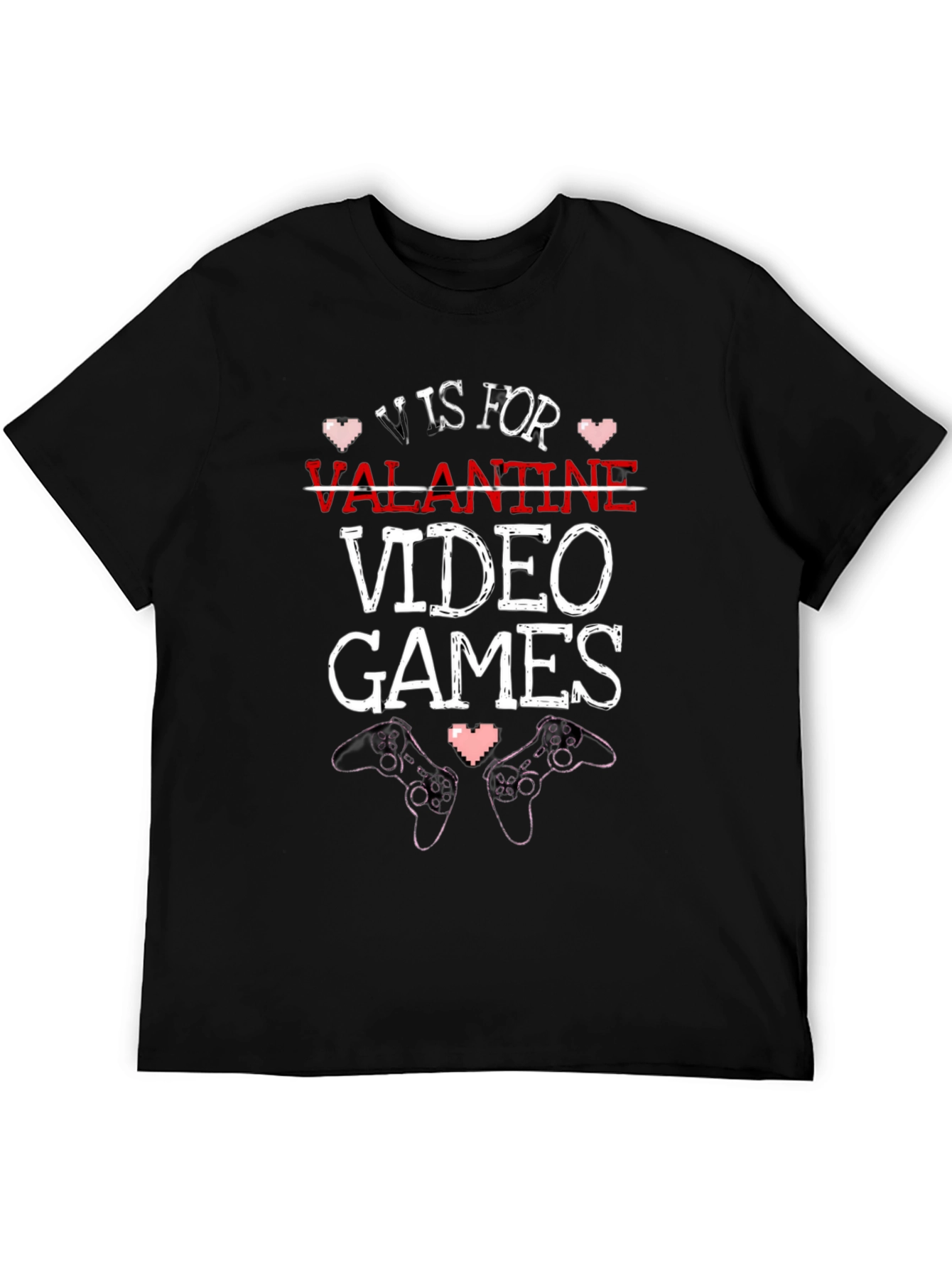 V is for Video Games Valentines Day Gamer T-Shirt