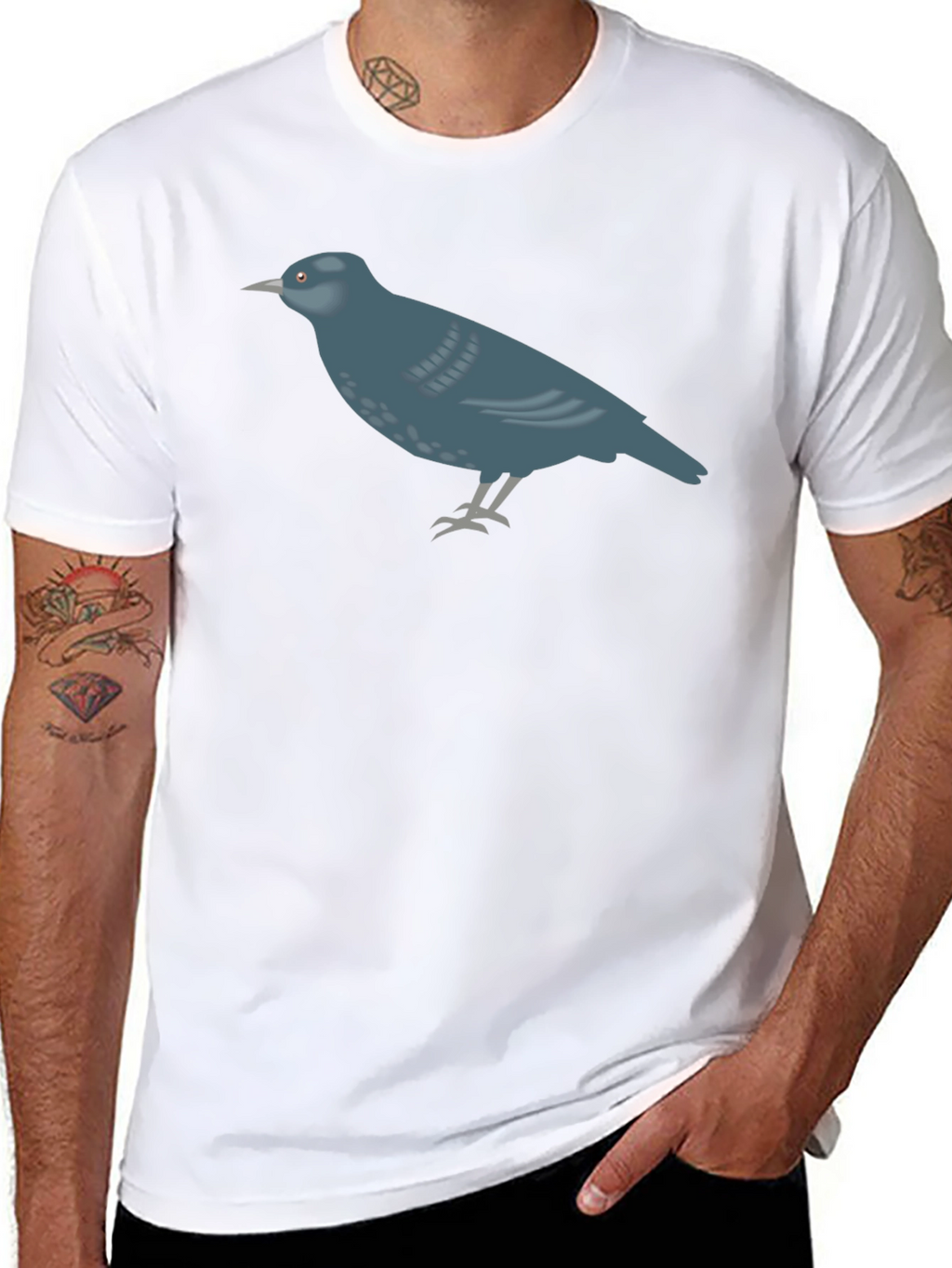 Bird Graphic Tee - Casual Black T-Shirt