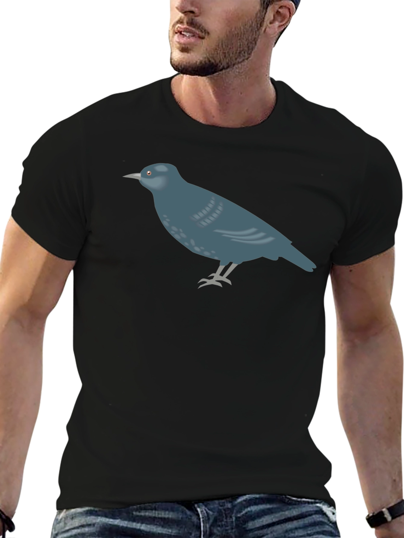 Bird Graphic Tee - Casual Black T-Shirt