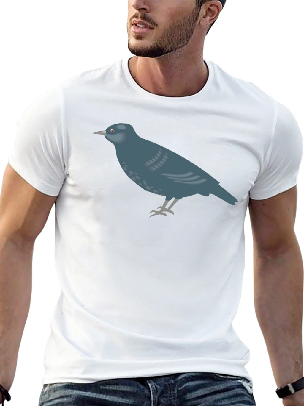 Bird Graphic Tee - Casual Black T-Shirt