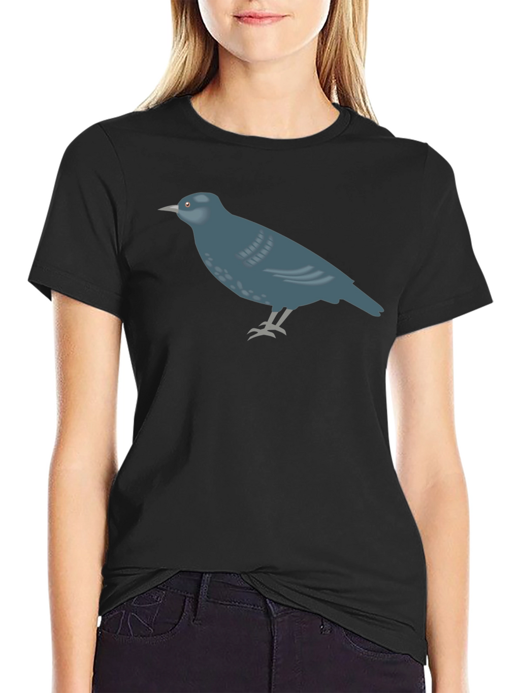 Bird Graphic Tee - Casual Black T-Shirt
