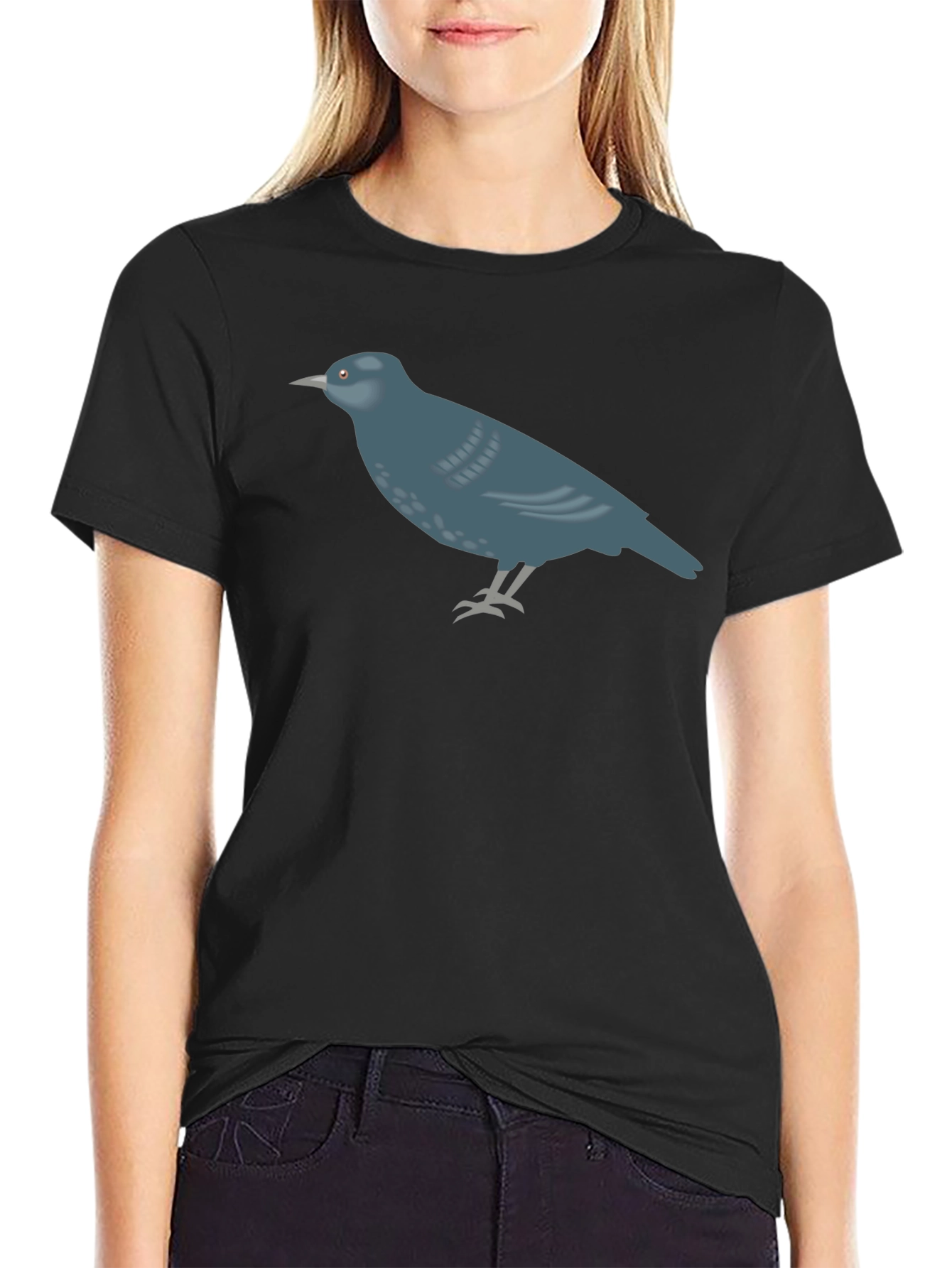 Bird Graphic Tee - Casual Black T-Shirt
