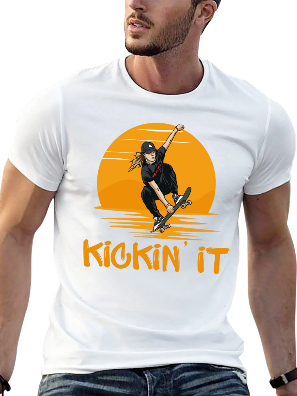 Kickin It Skateboard Graphic T-Shirt