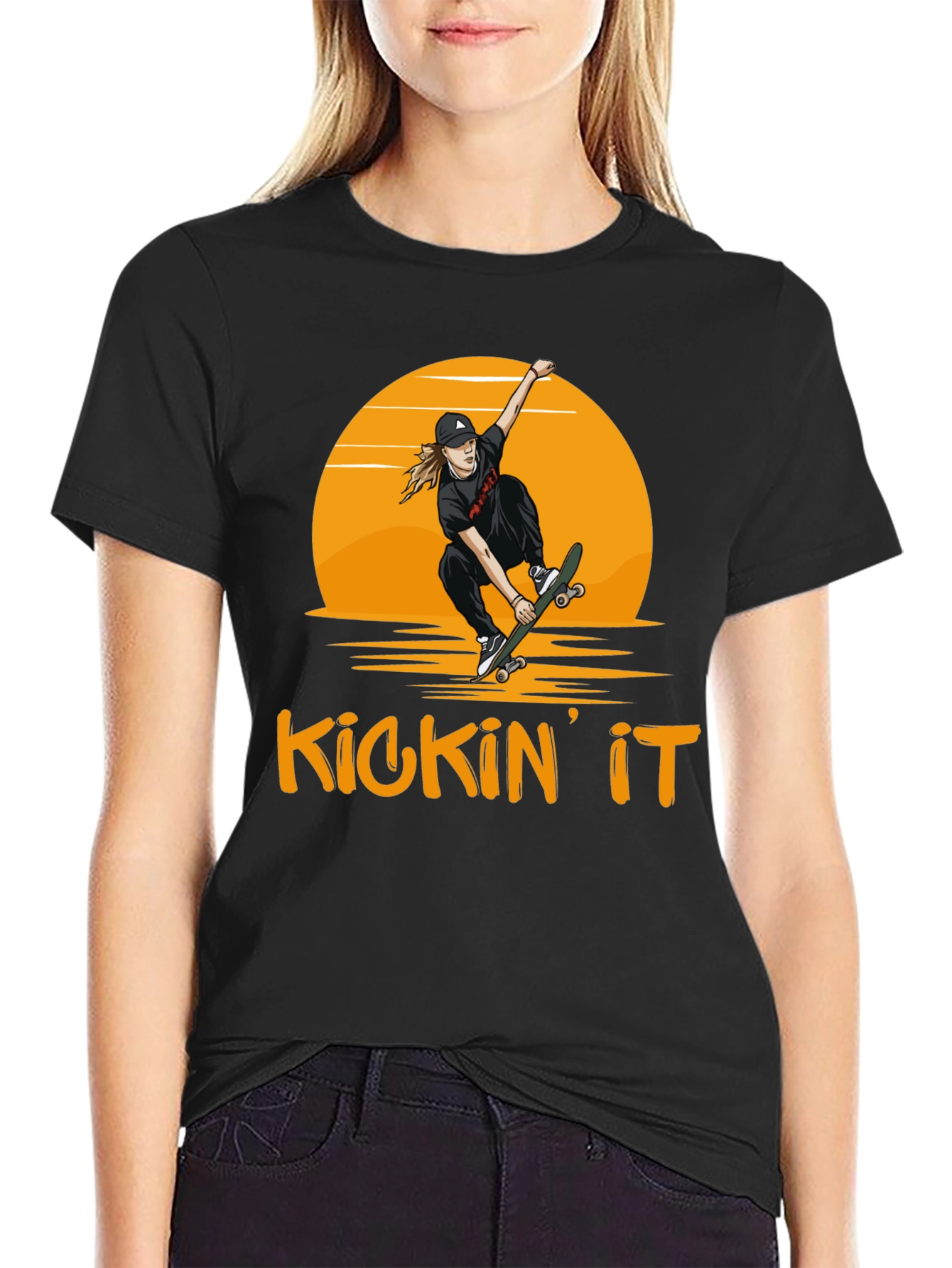 Kickin It Skateboard Graphic T-Shirt