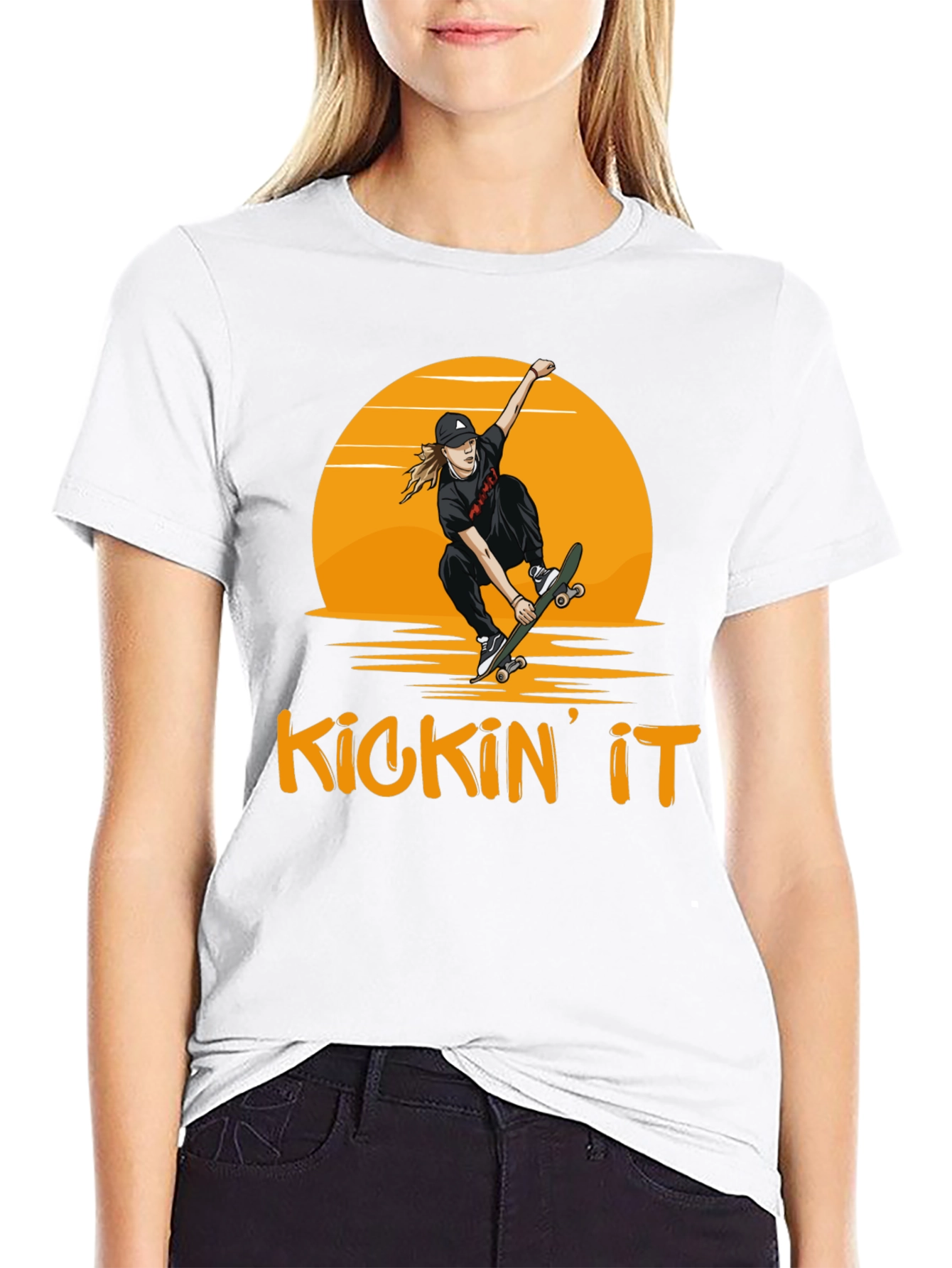 Kickin It Skateboard Graphic T-Shirt