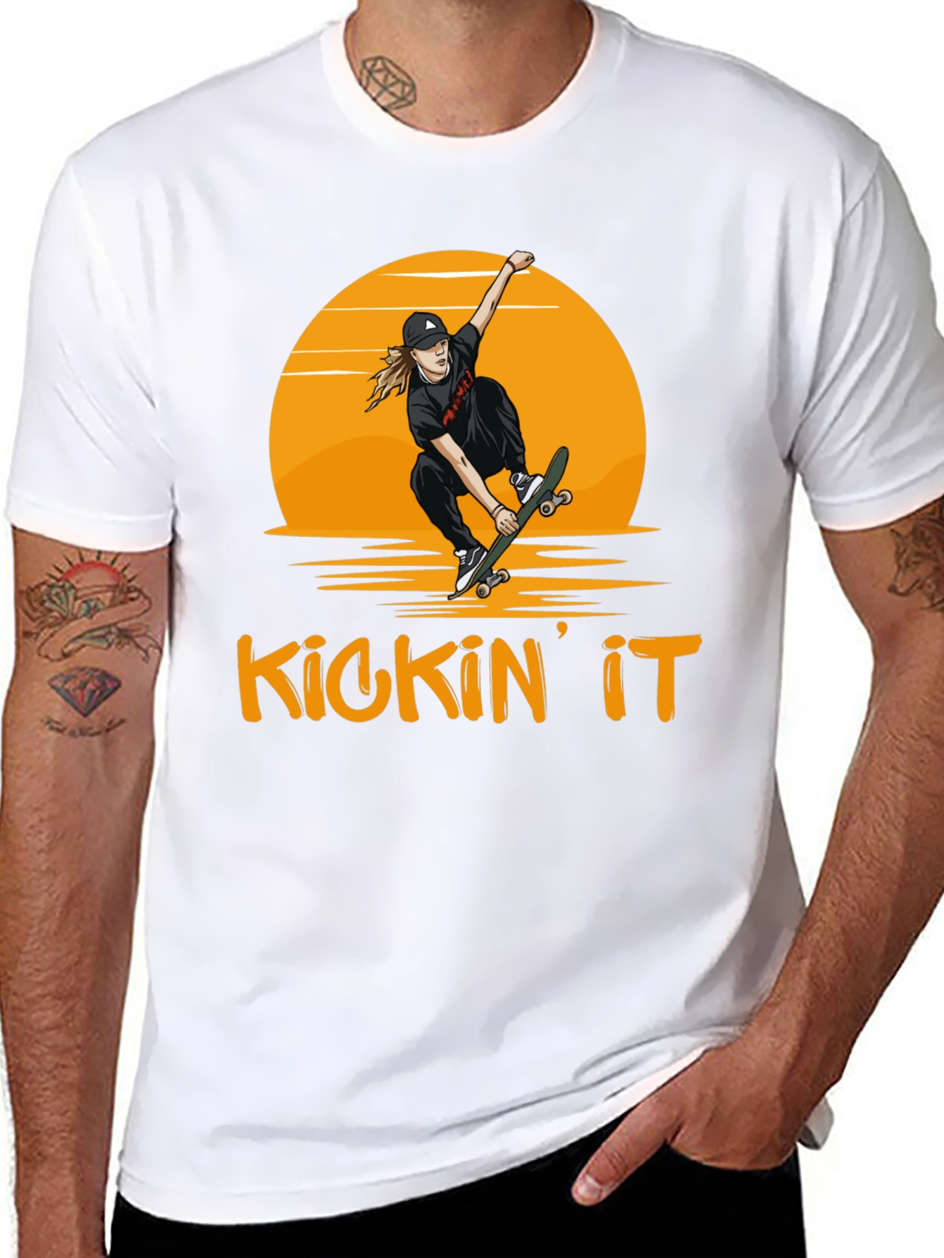 Kickin It Skateboard Graphic T-Shirt